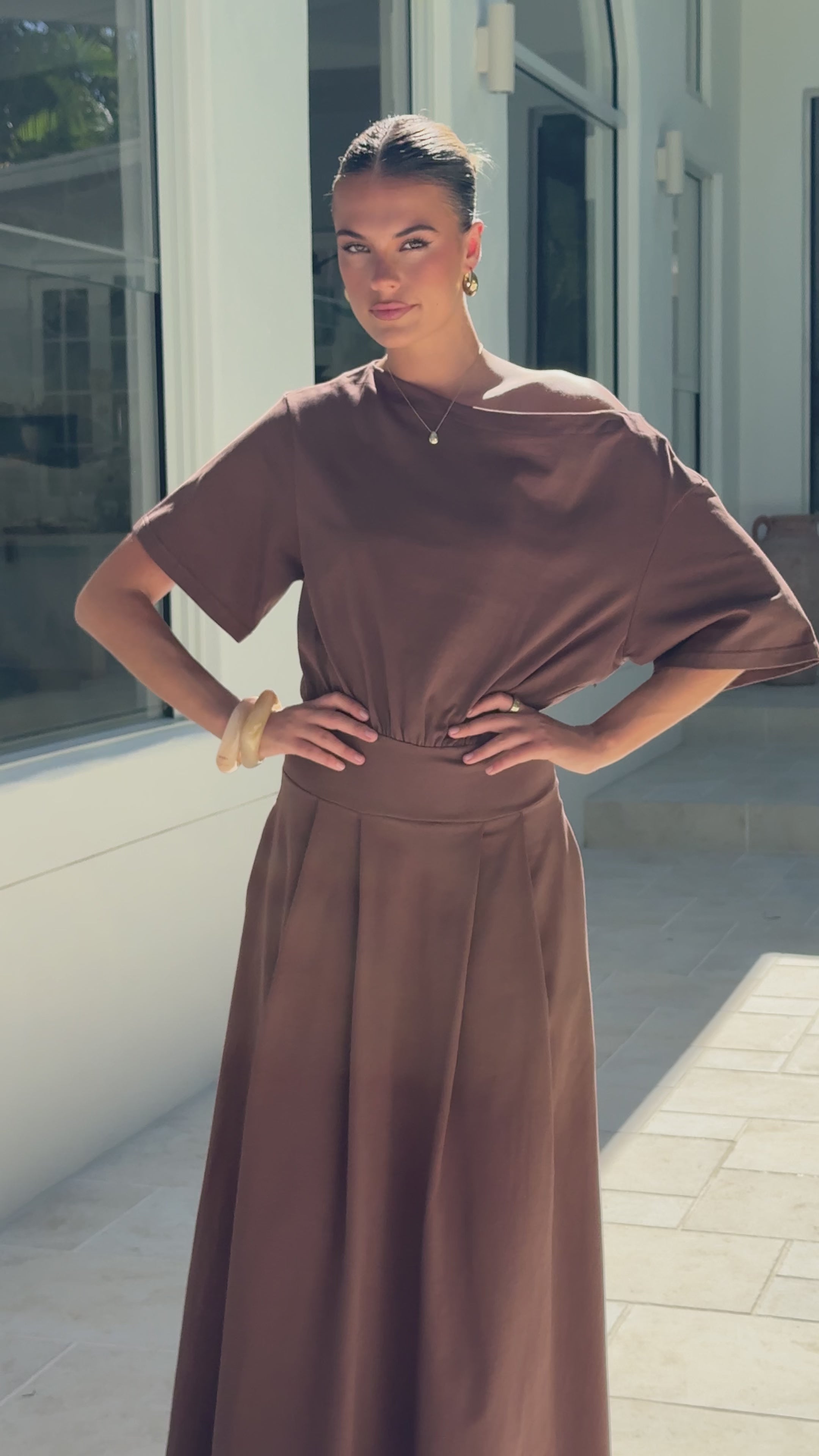 Load video: Aleski Maxi Dress - Chocolate - Billy J