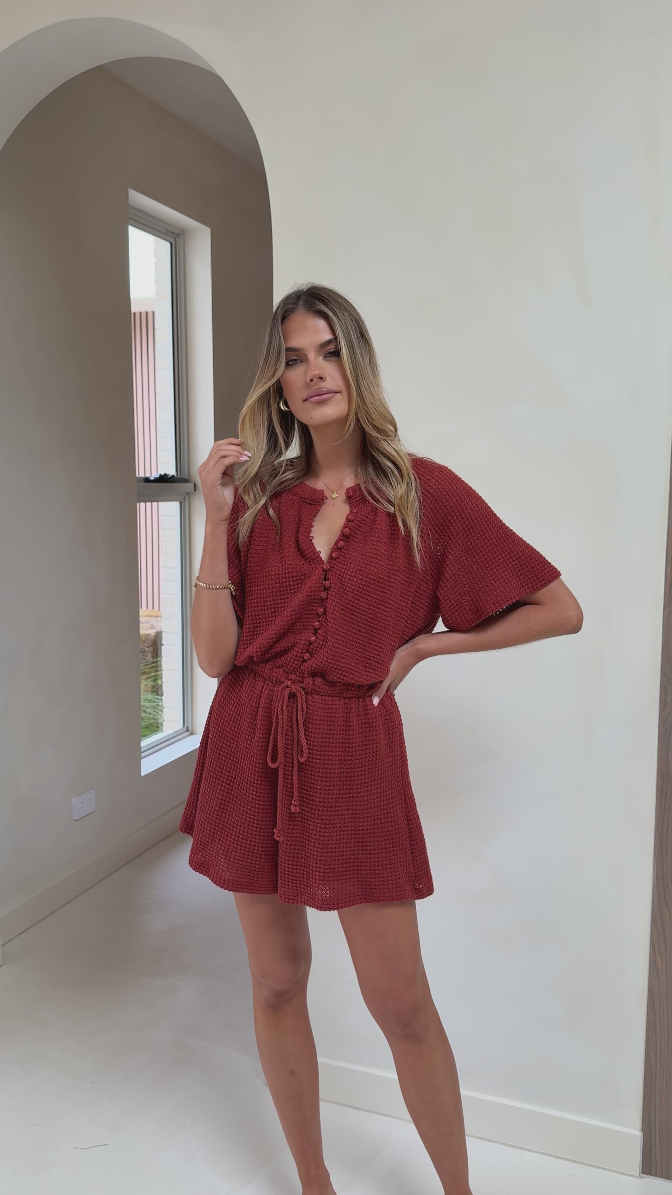 Load video: Loula Playsuit - Rust - Billy J