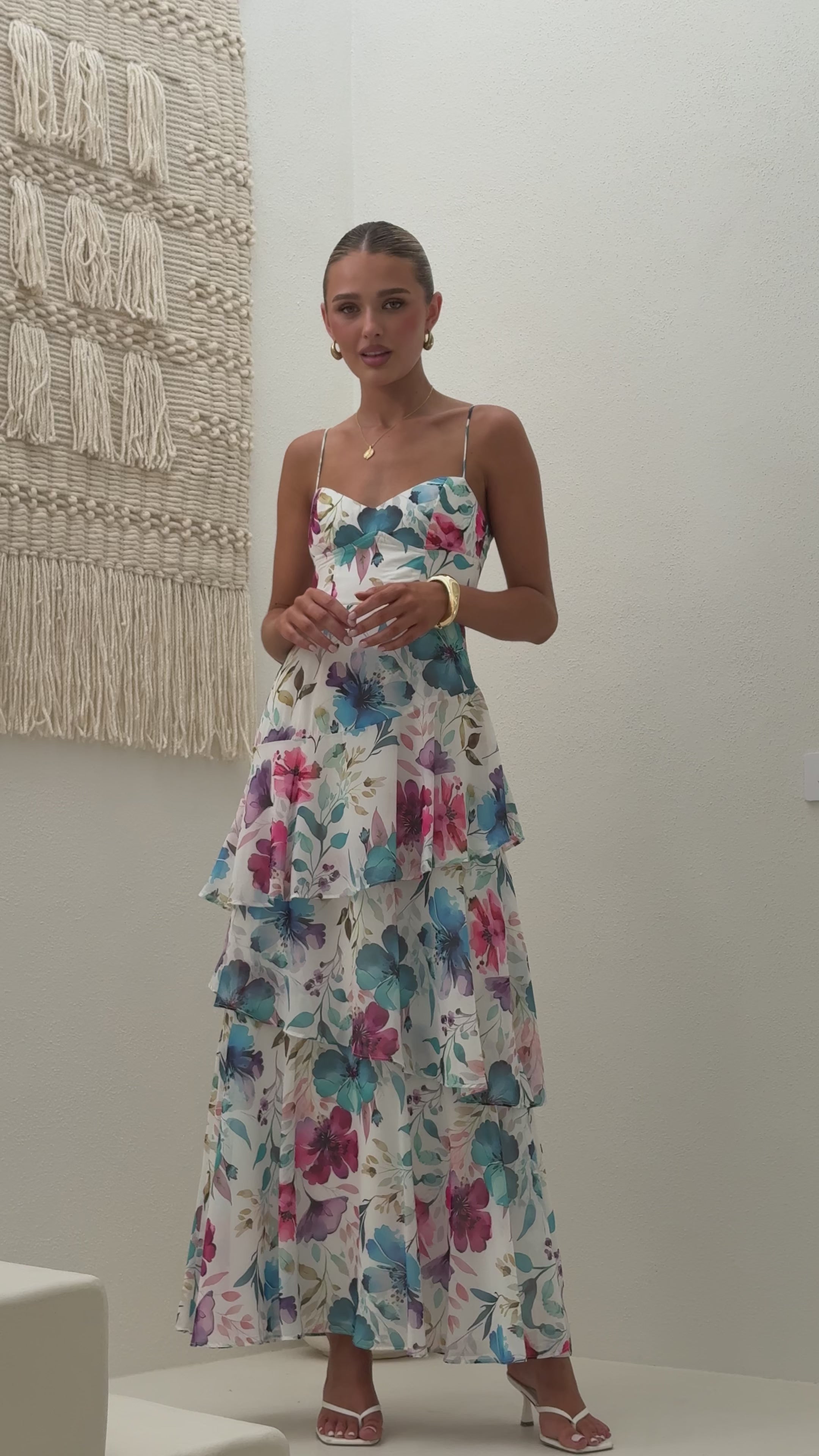 Load video: Ami Maxi Dress - Blue/Pink Floral - Billy J