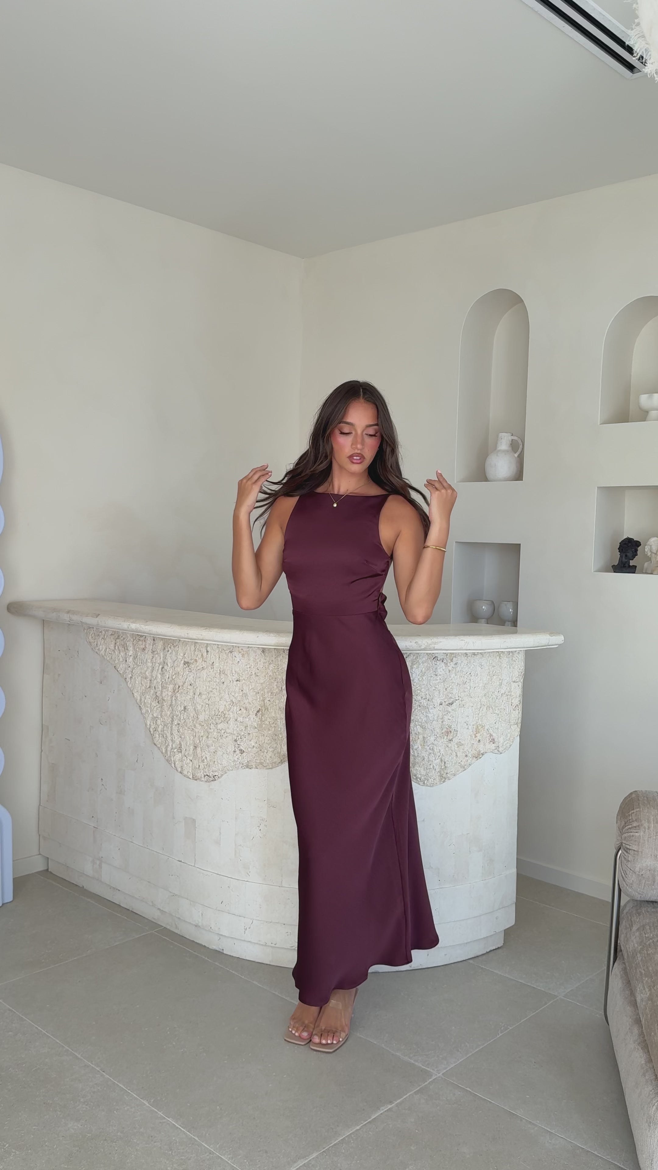 Load video: Sia Maxi Dress - Chocolate - Billy J