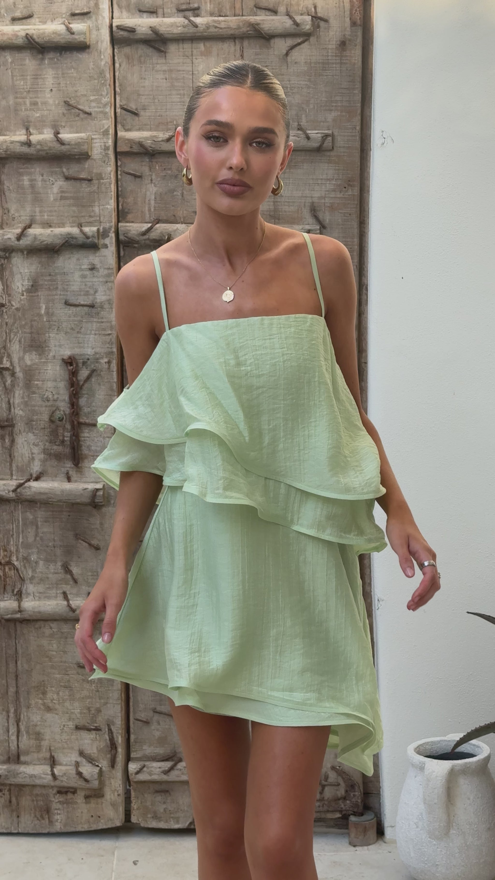 Elain Mini Dress - Sage - Billy J