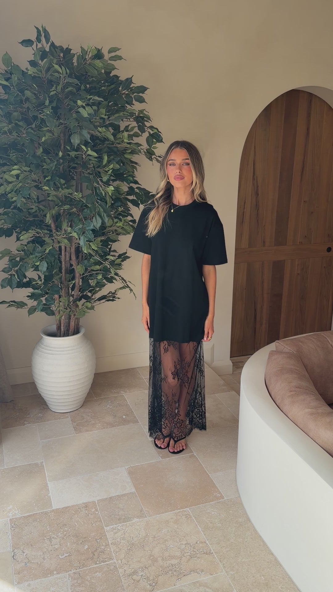 Kai Lace T-Shirt Maxi Dress - Black - Billy J
