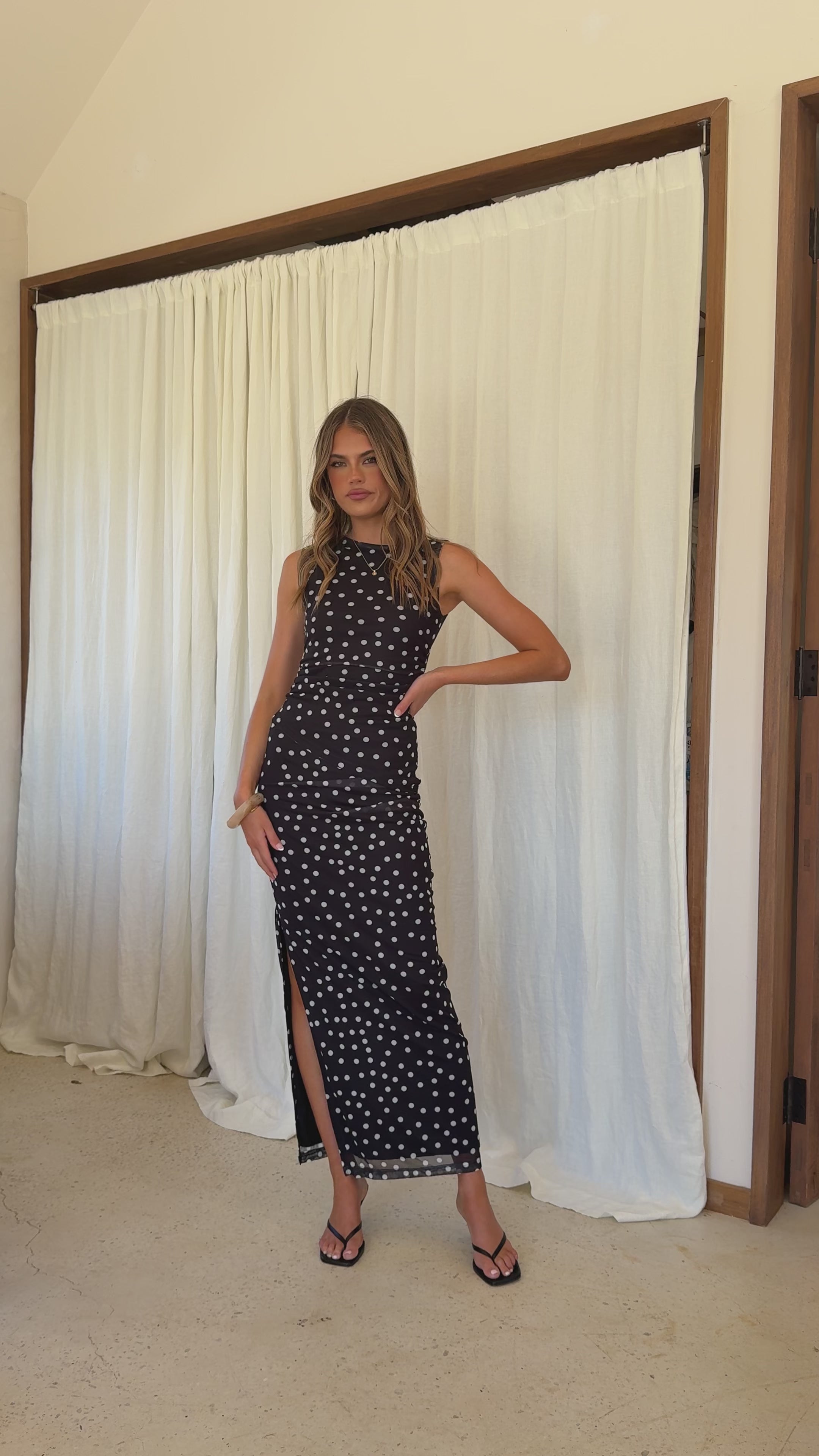 Load video: Leighton Top - Black/White Polka Dot - Billy J