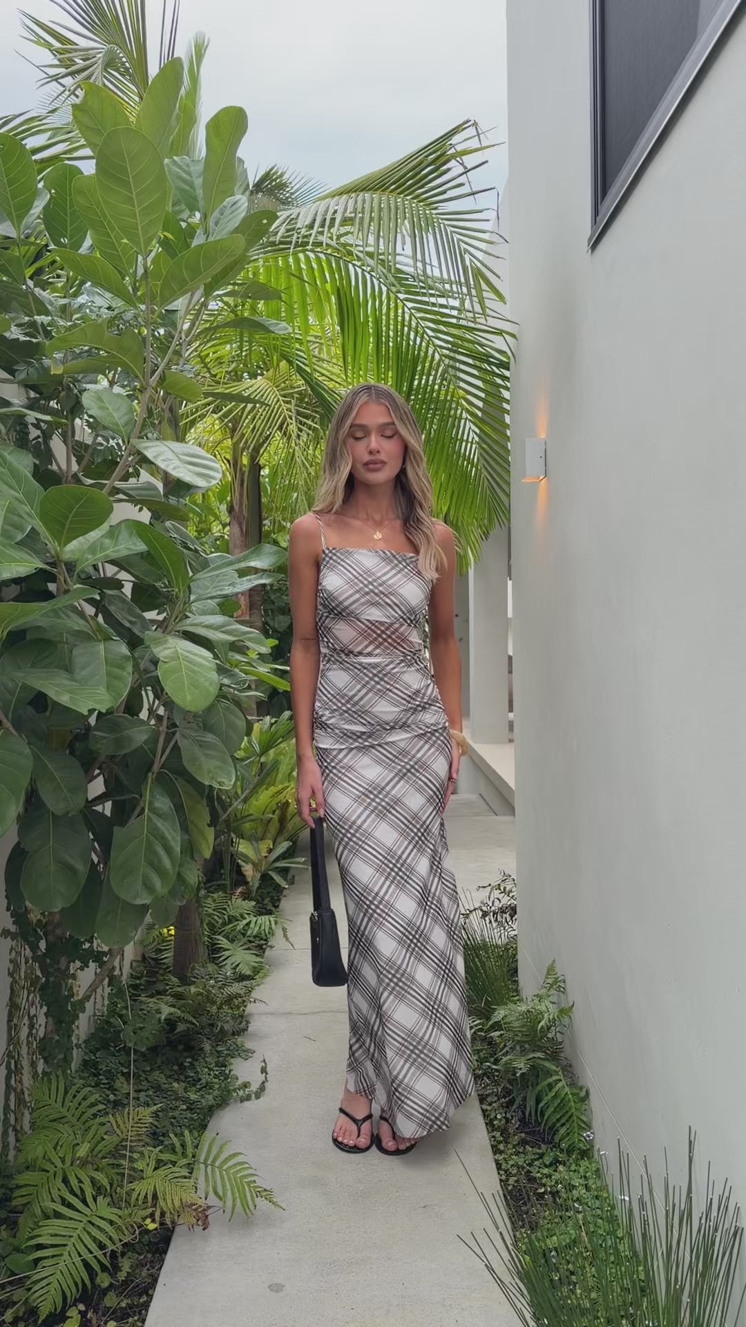Loralei Maxi Dress - Grey Plaid - Billy J