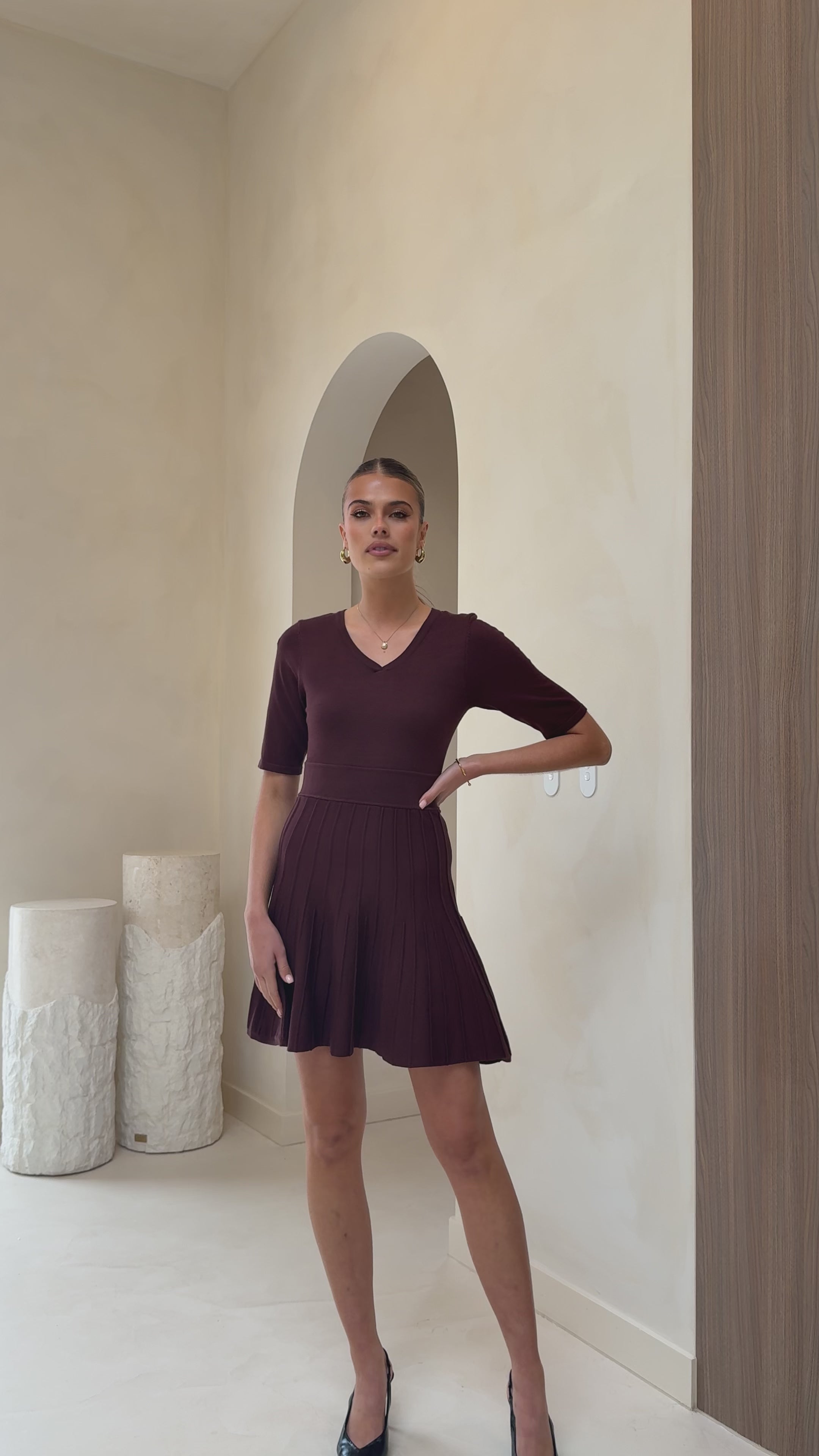 Load video: Jasmyn Mini Dress - Chocolate - Billy J