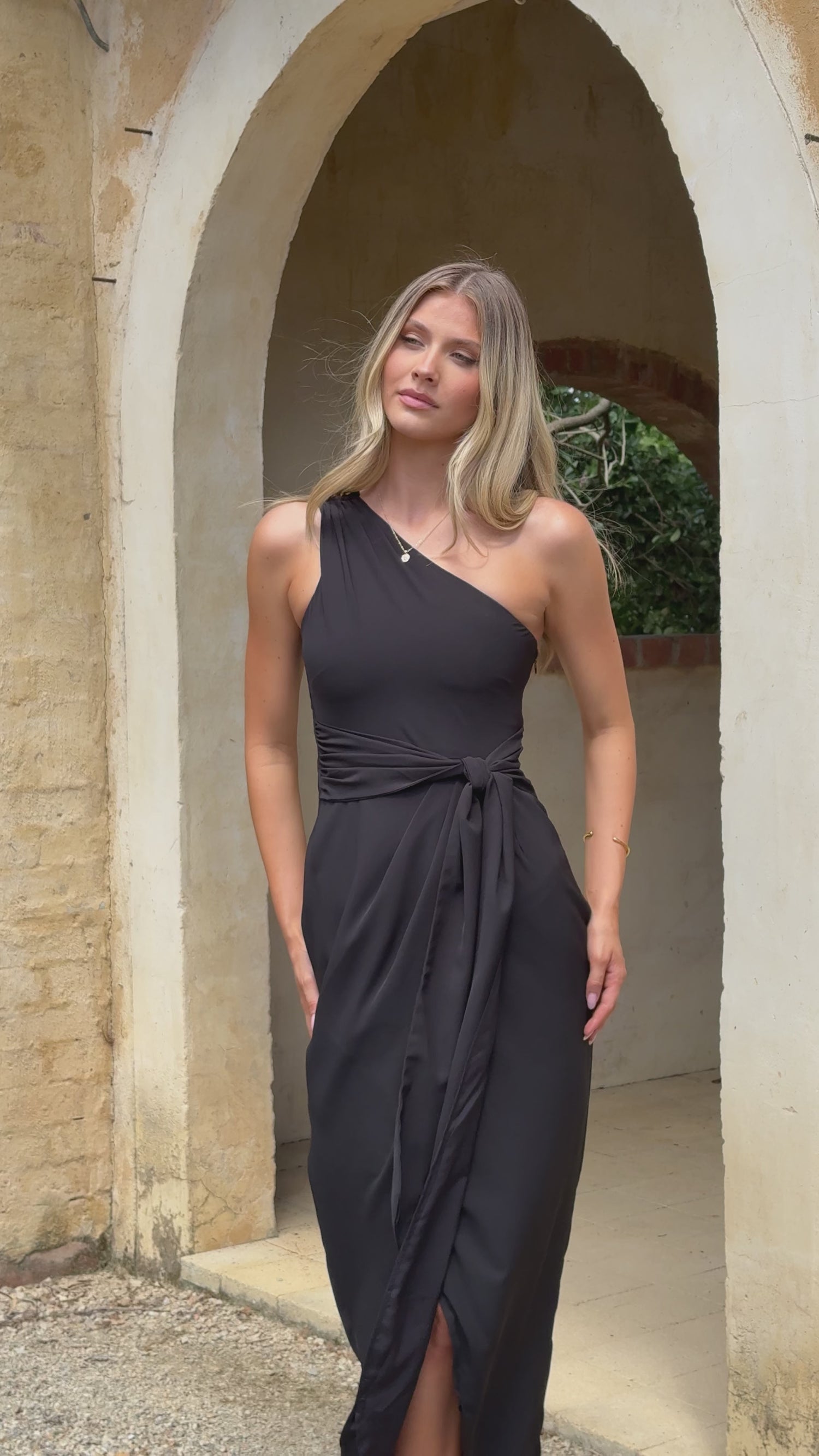 Clara One Shoulder Maxi Dress - Black - Billy J