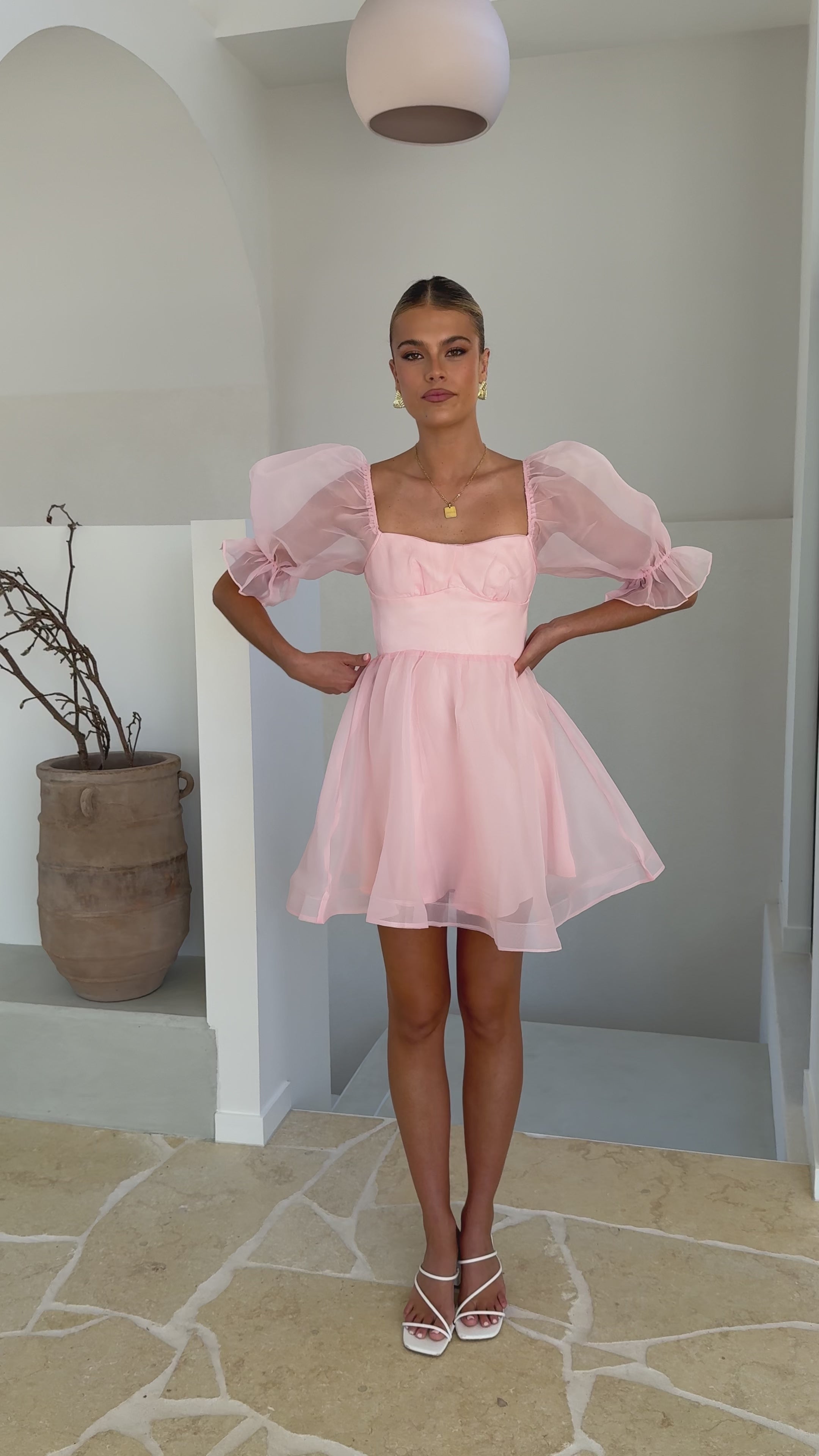 Load video: Lakeithia Mini Dress - Pink - Billy J