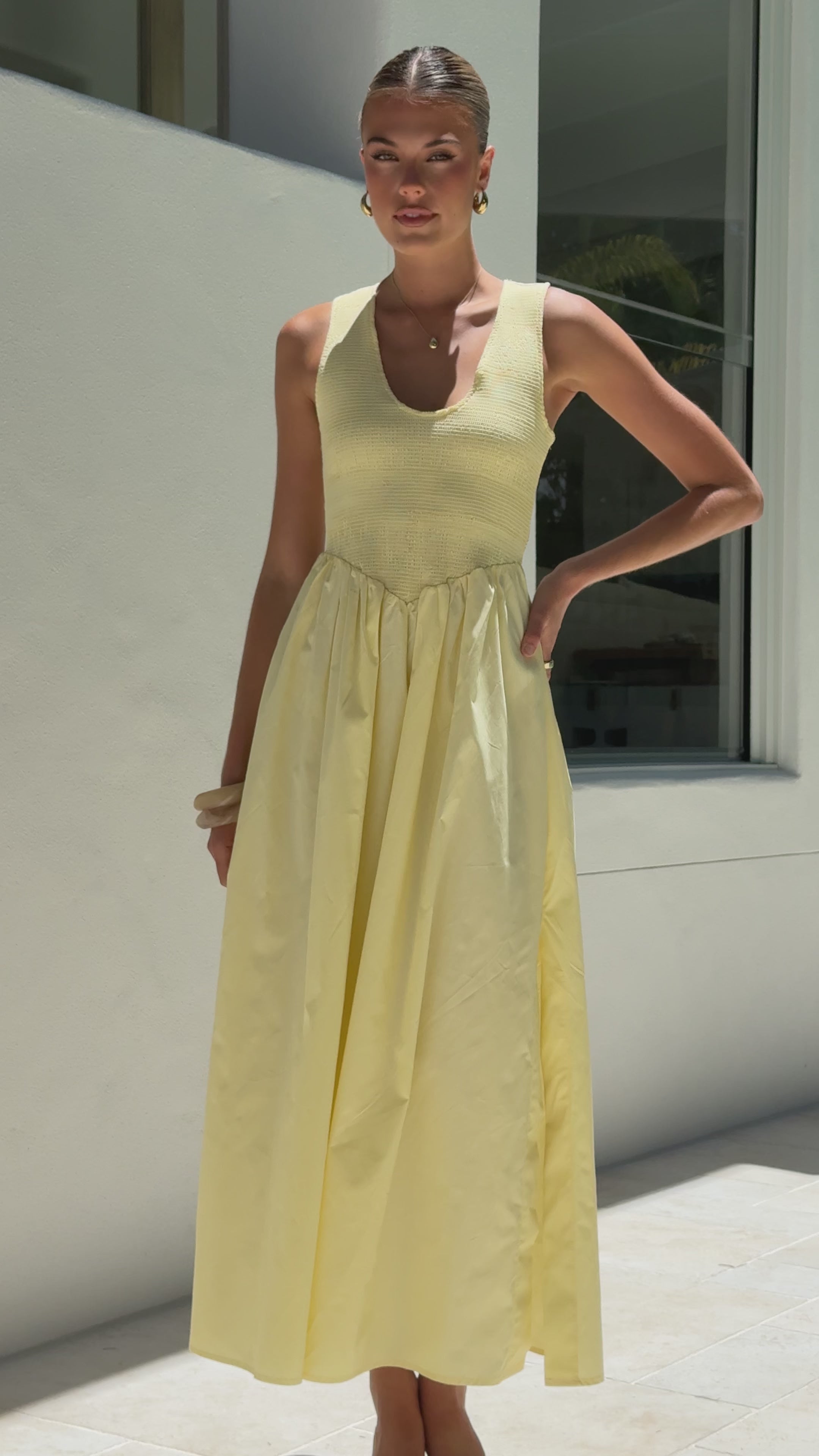Load video: Amira Maxi Dress - Yellow - Billy J