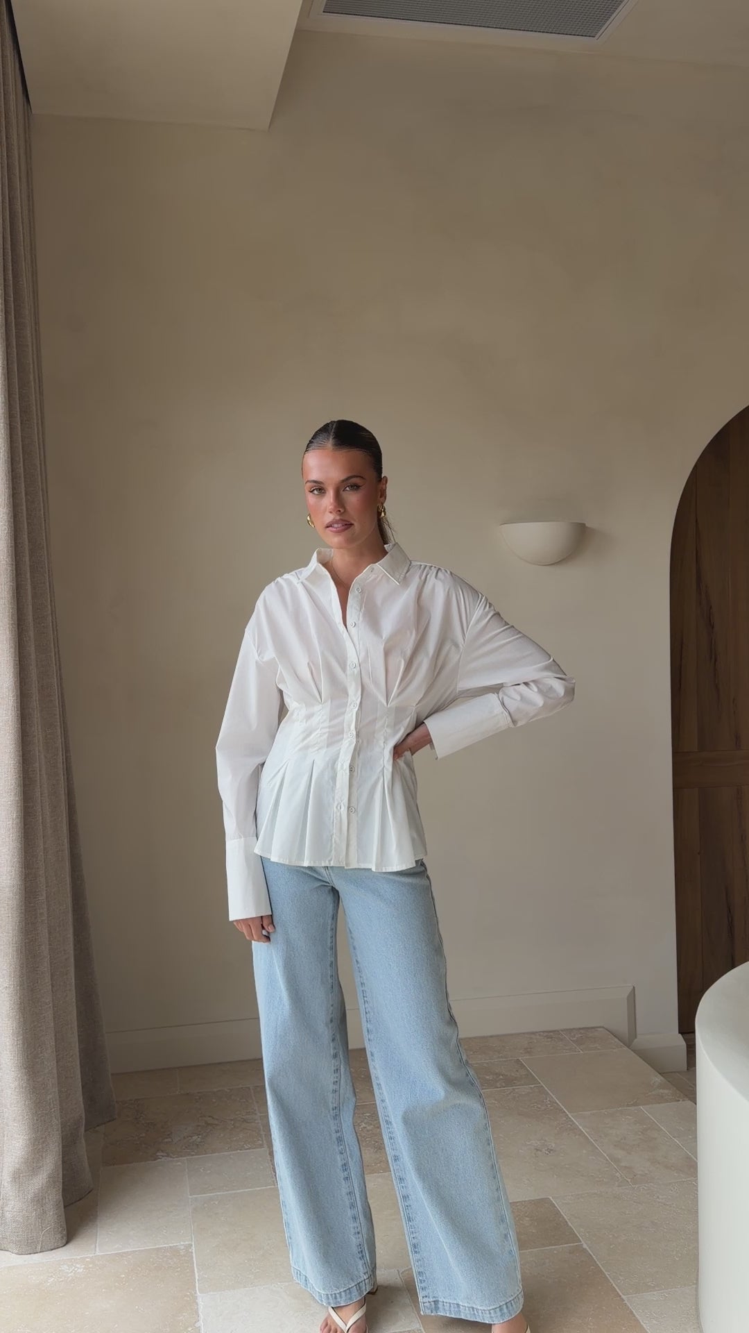 Riley Long Sleeve Top - White - Billy J