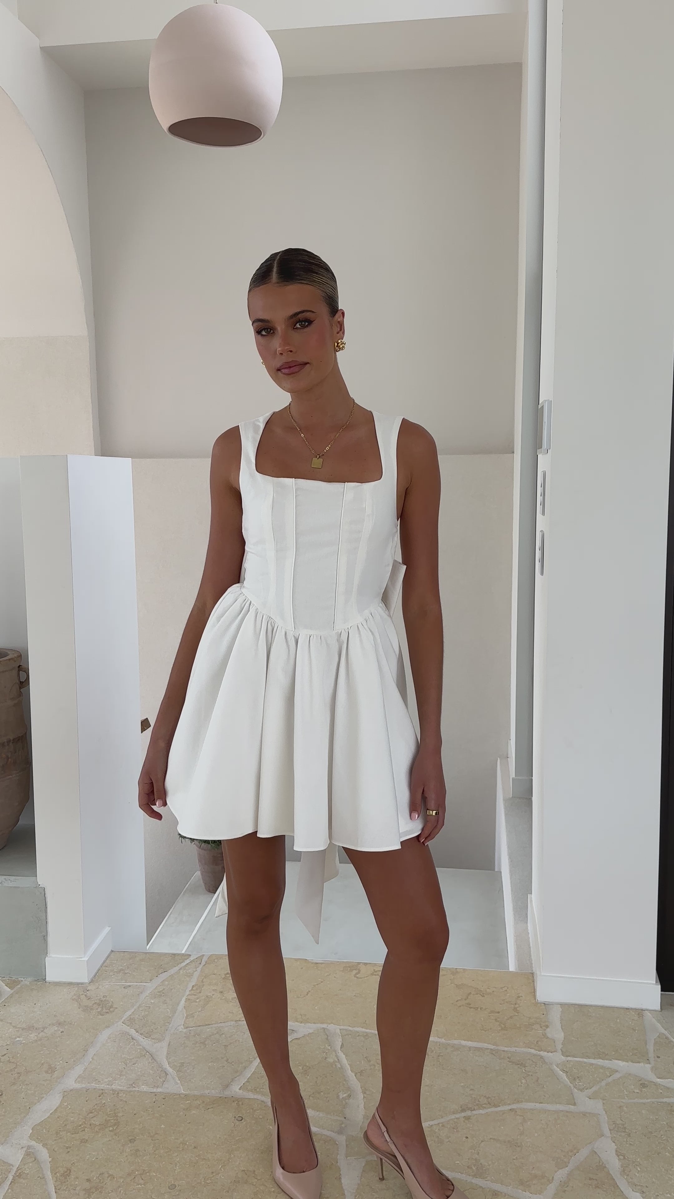 Load video: Saidi Mini Dress - White - Billy J
