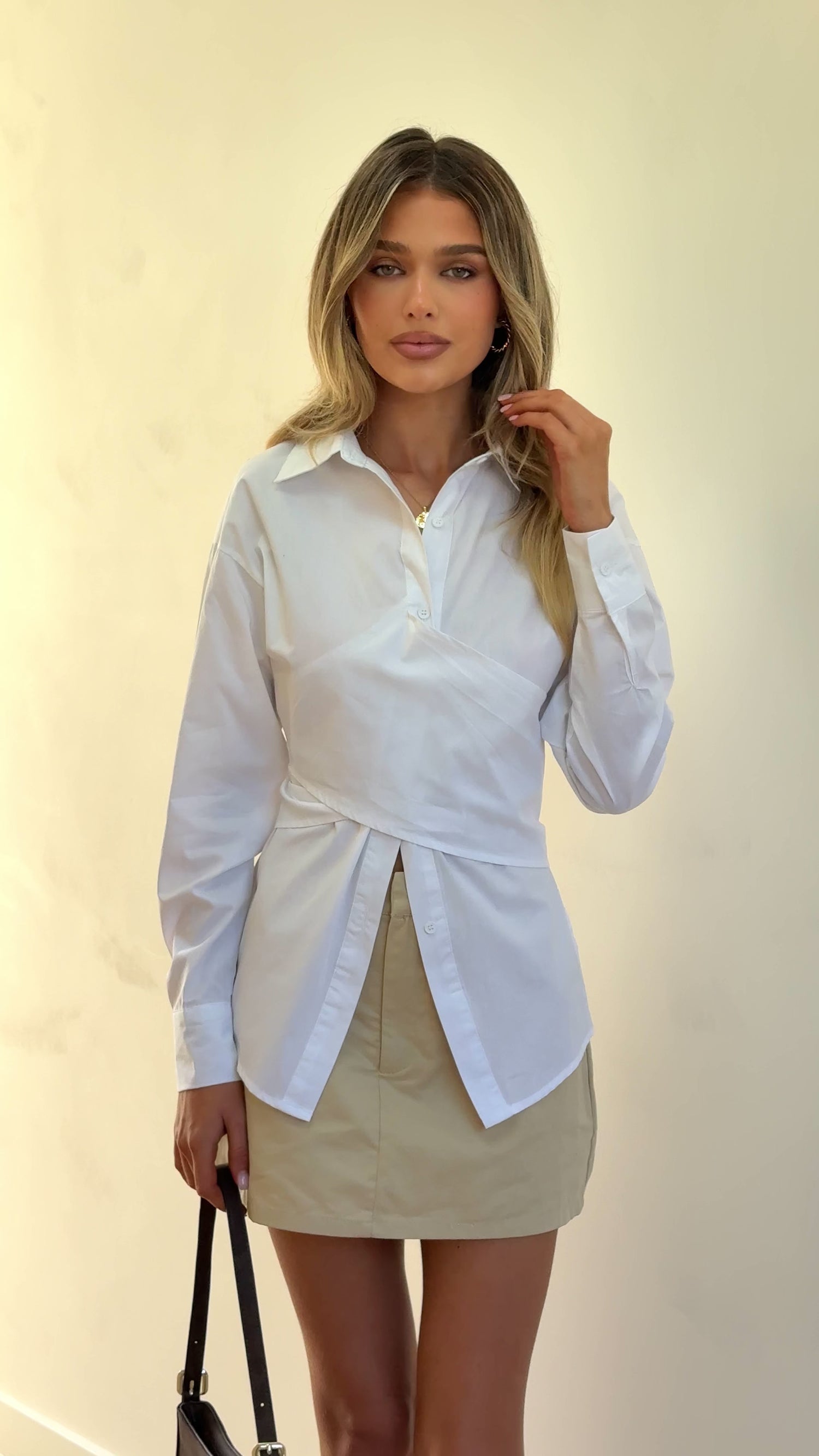 Ayla Long Sleeve Top - White - Billy J