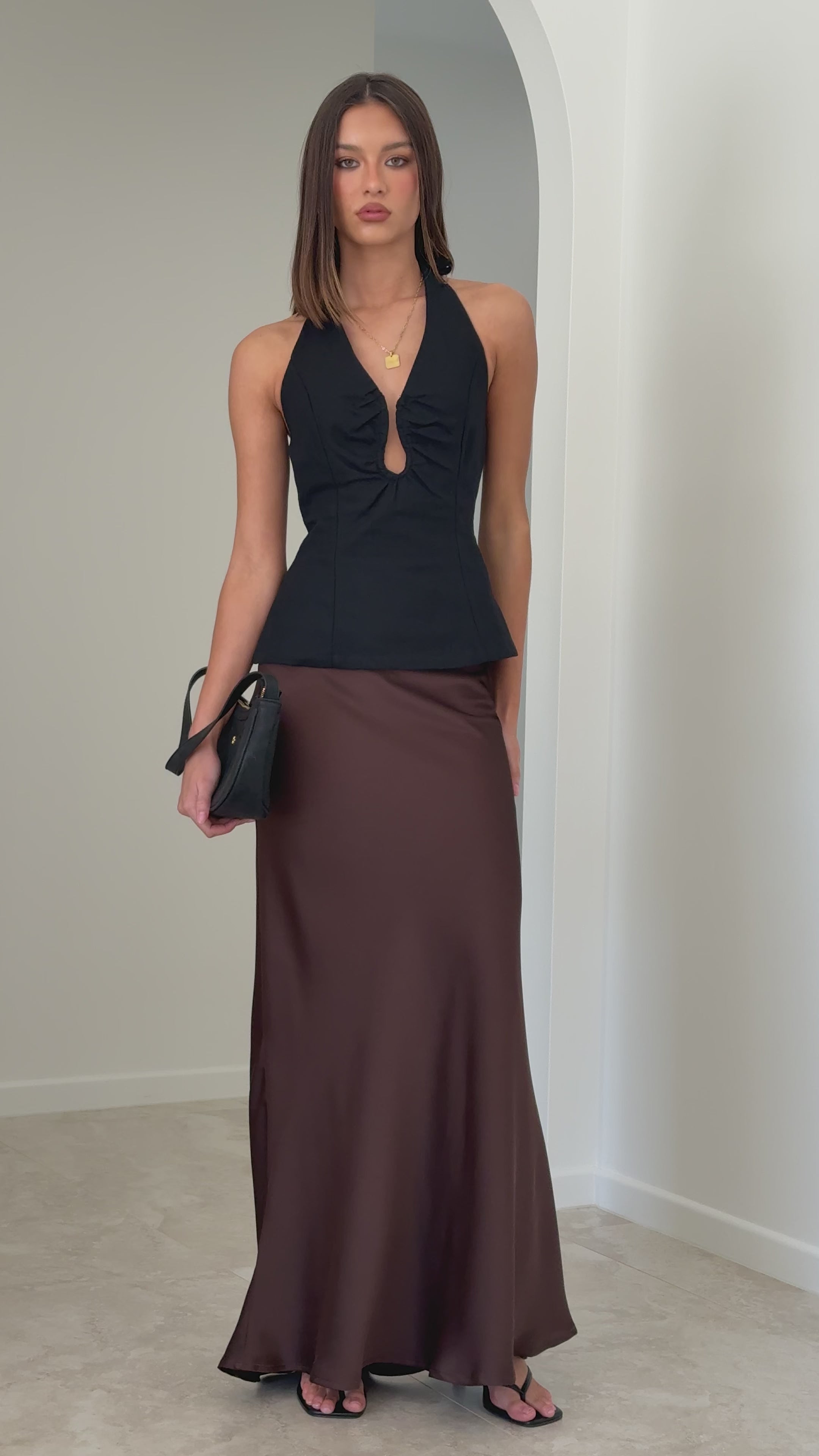 Load video: Jayliah Maxi Skirt - Chocolate