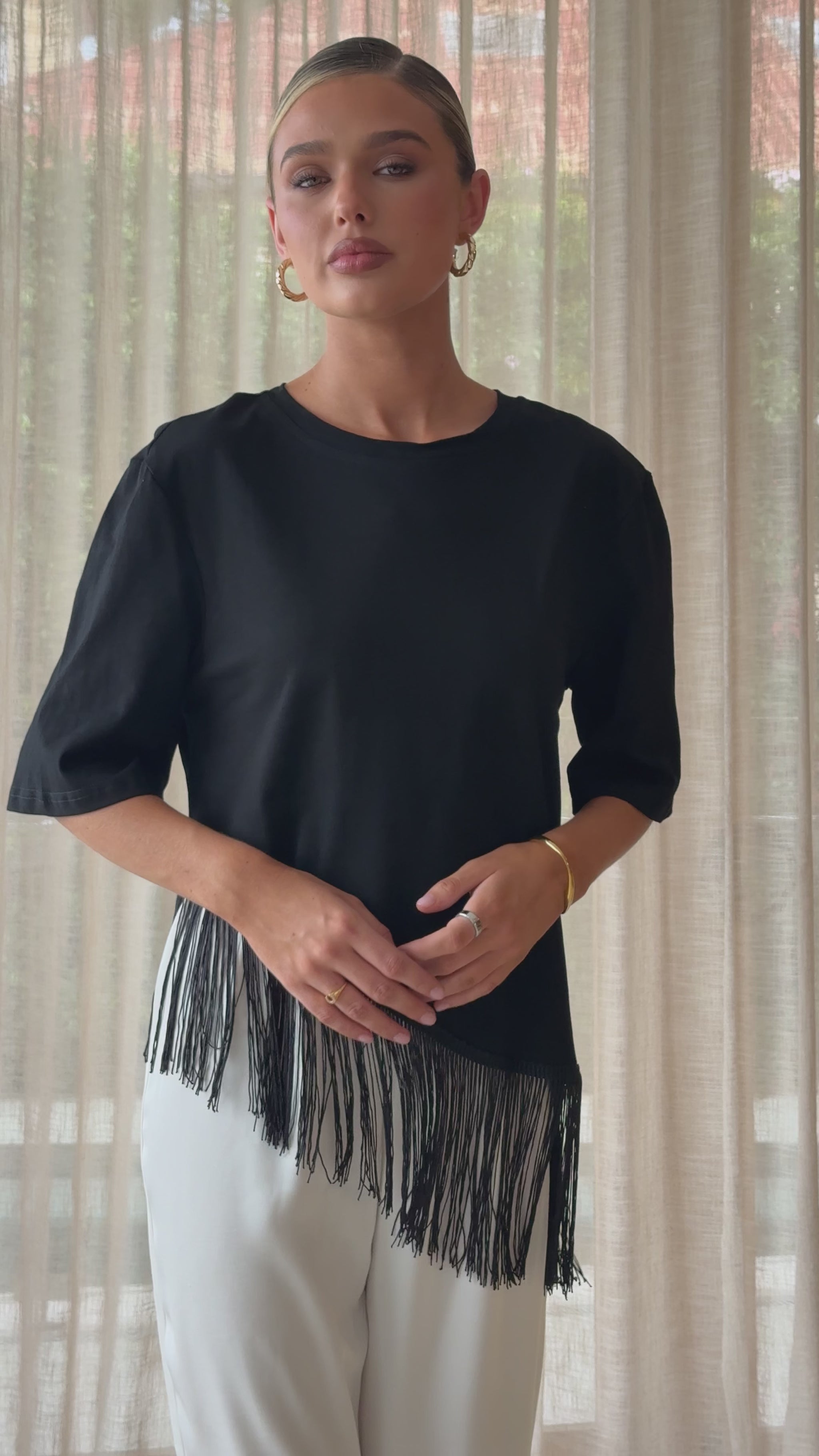 Lina Fringe Top - Black - Billy J