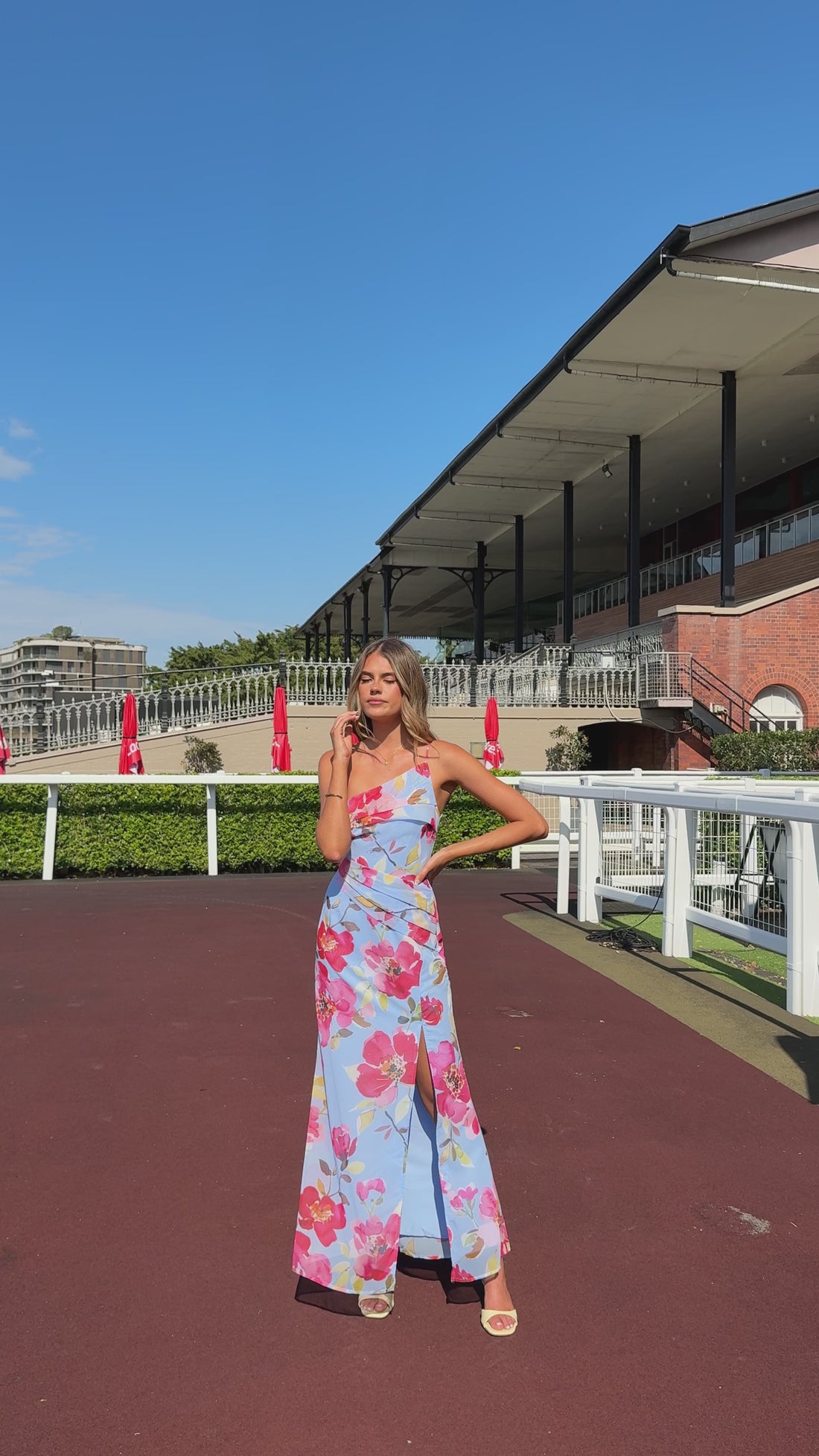 Karalina Maxi Dress - Blue/Pink Floral - Billy J