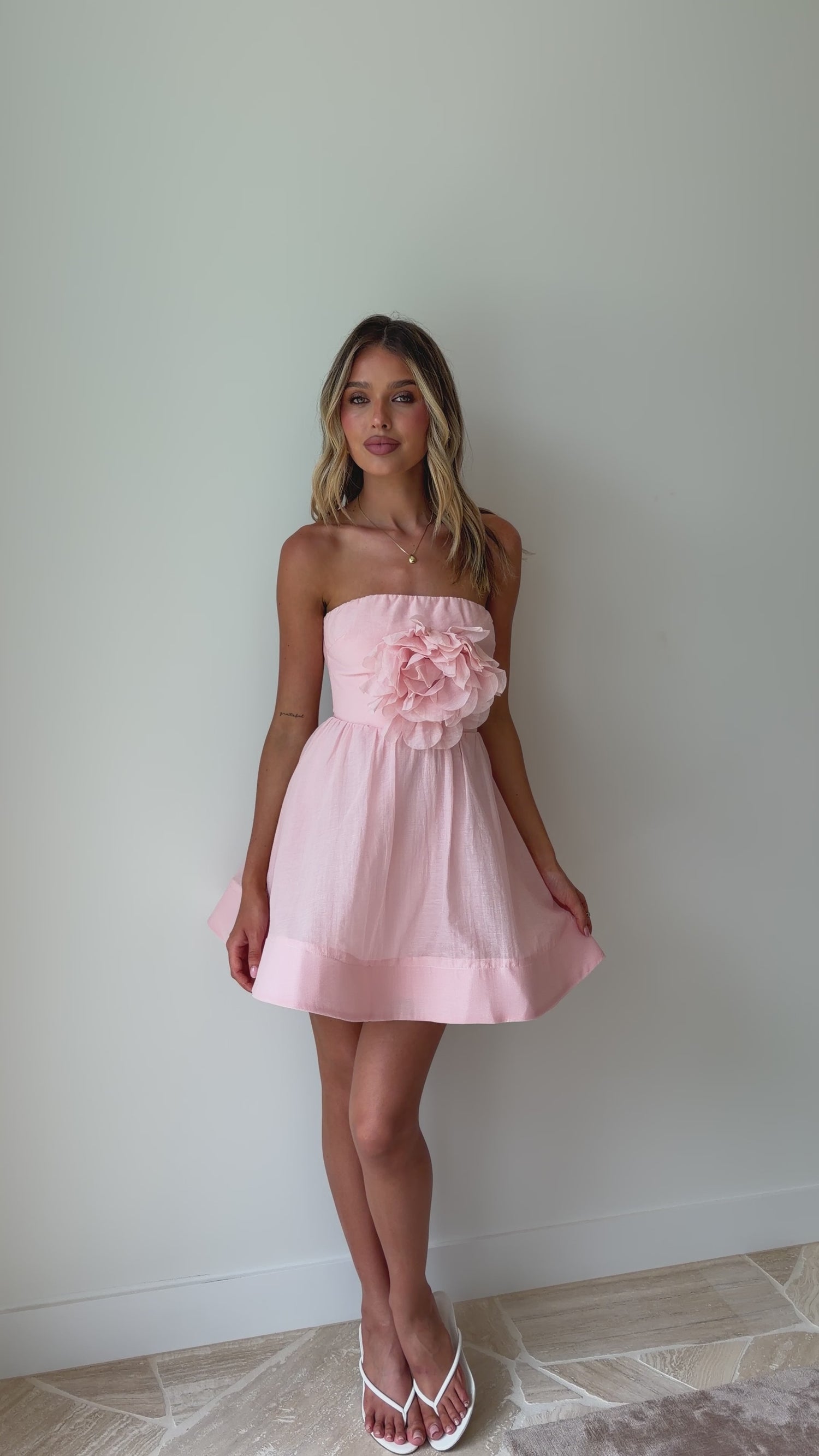 Elisa Strapless Mini Dress - Blush - Billy J