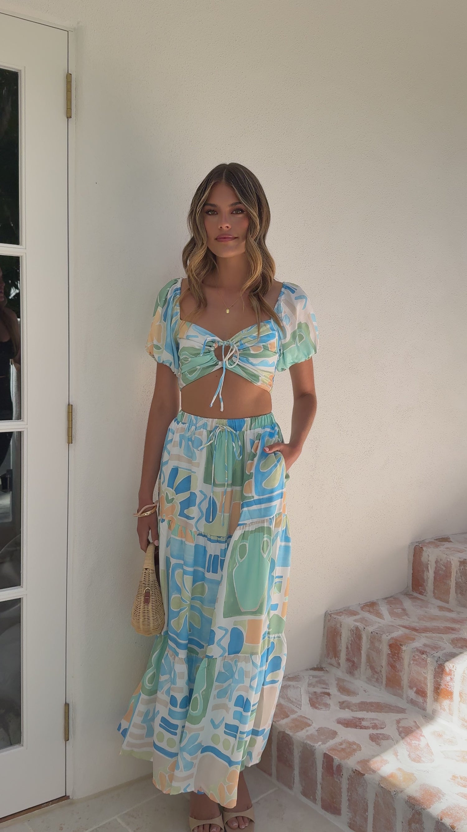 Kayla Short Sleeve Crop Top - Summer Breeze - Billy J