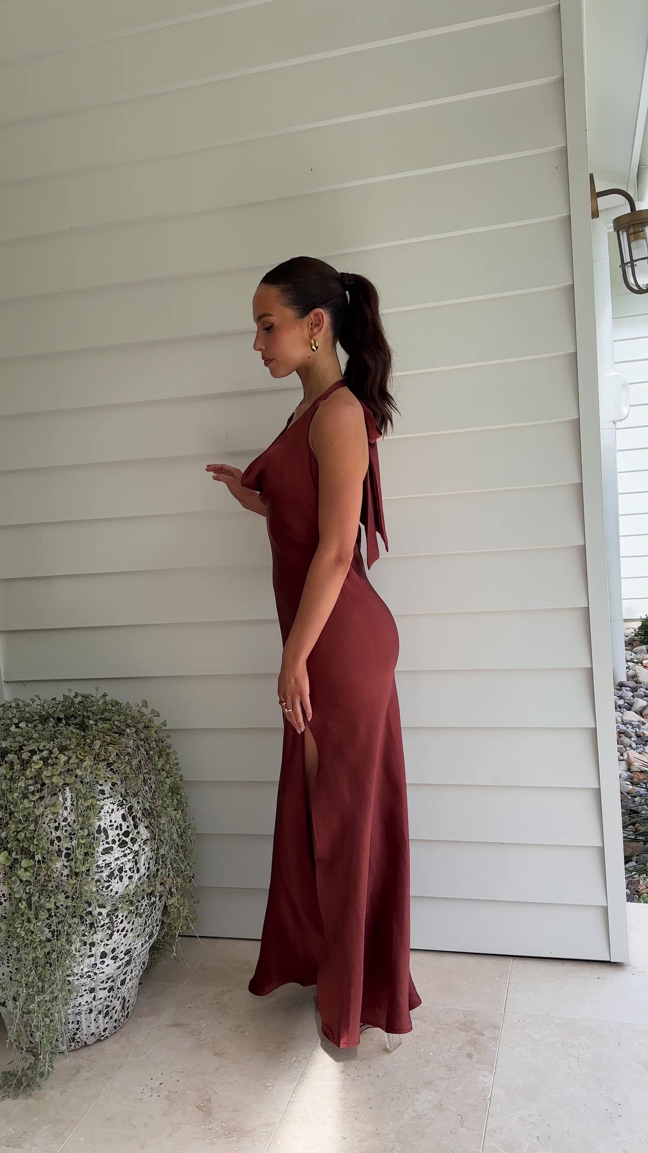 Load video: Sian Maxi Dress - Rust - Billy J