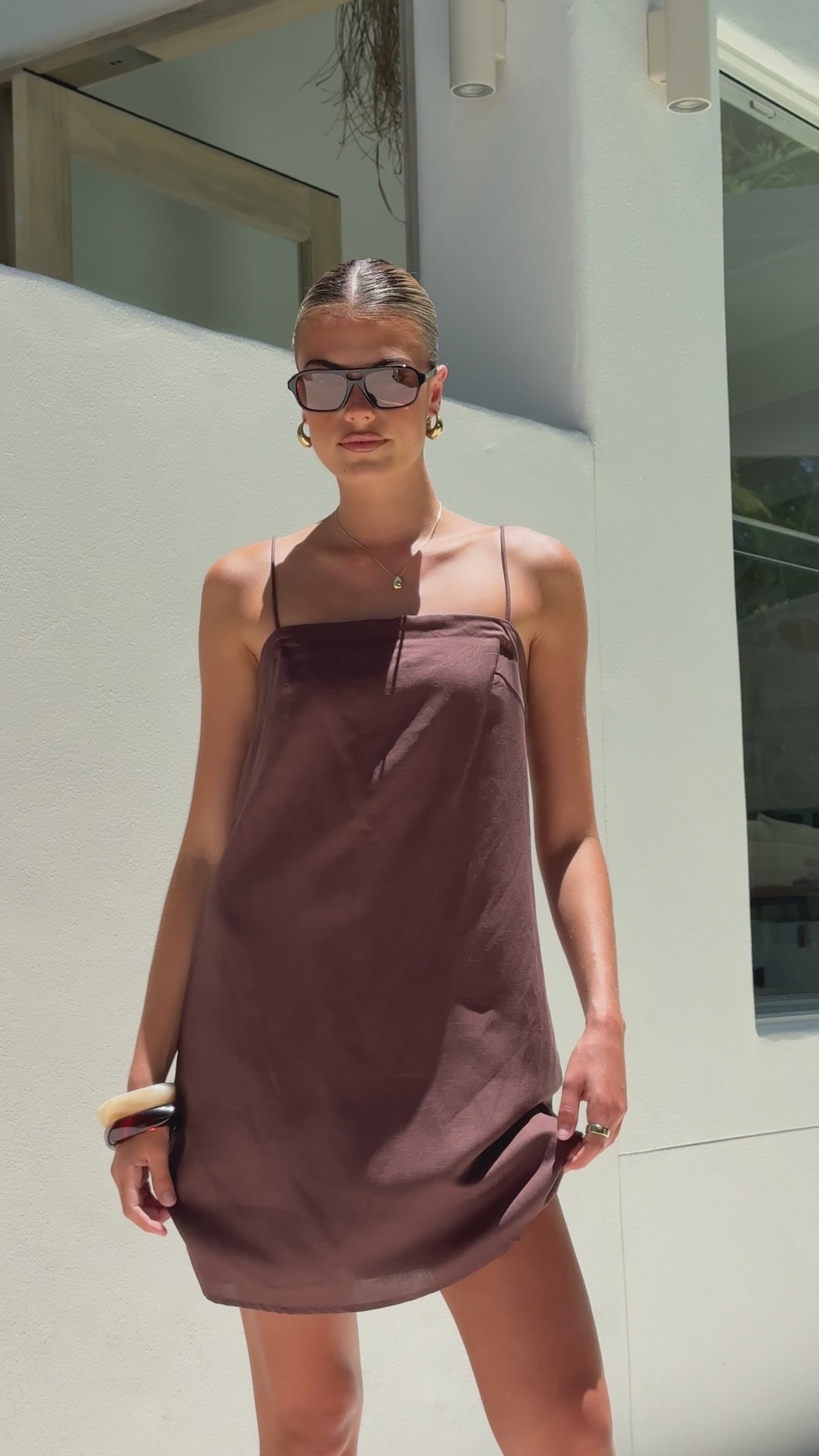 Load video: Nalu Mini Dress - Brown - Billy J