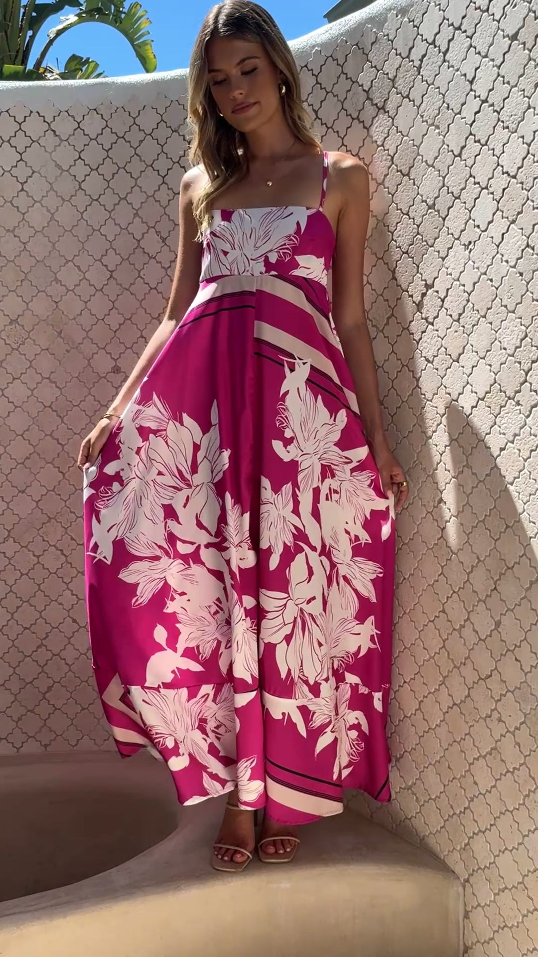 Kaethe Maxi Dress - Hot Pink Print - Billy J