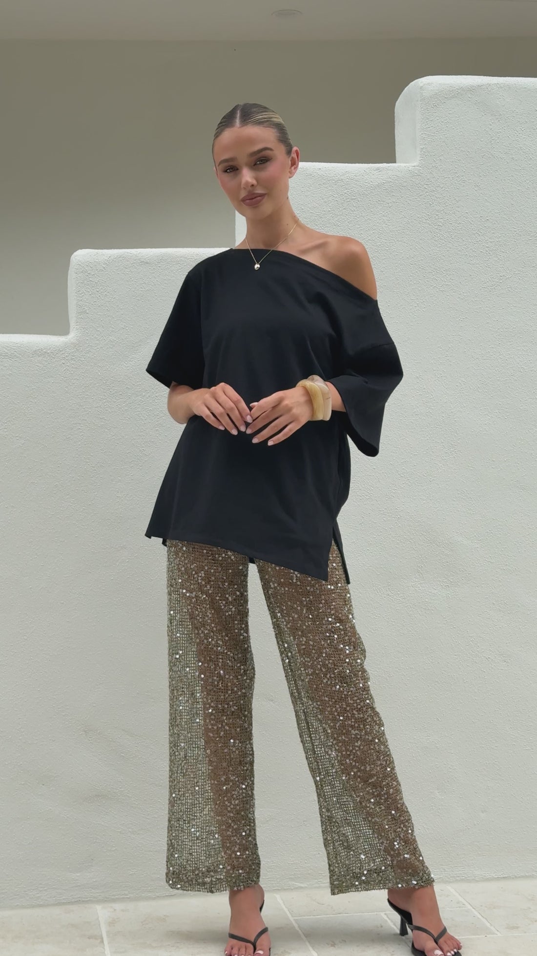 Zinnia Sequins Pant - Khaki - Billy J