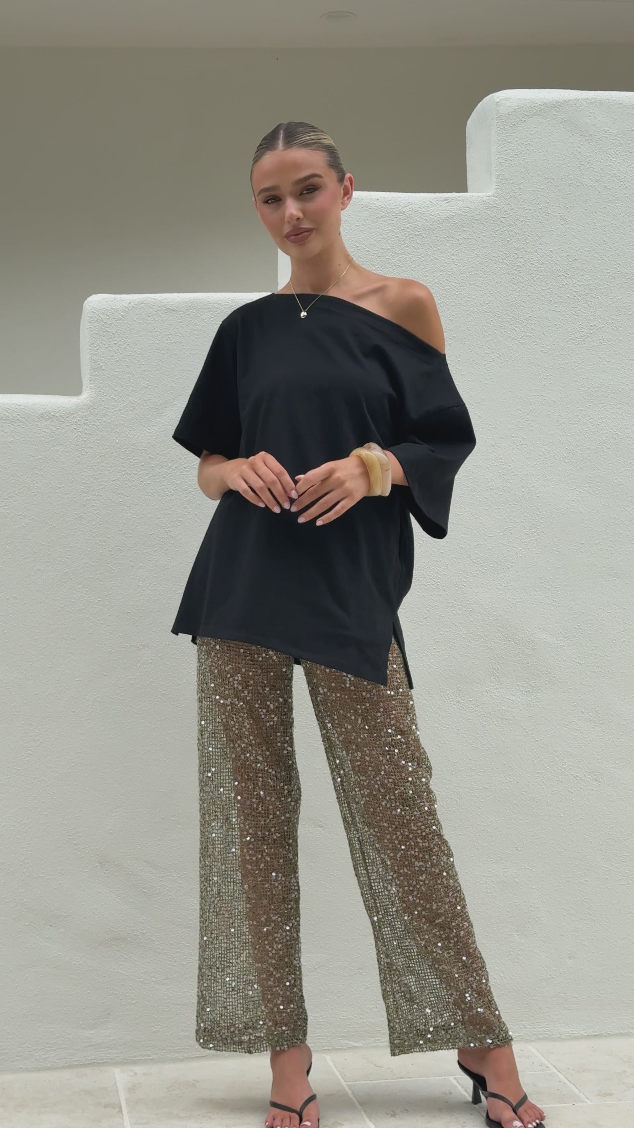 Zinnia Sequins Pant - Khaki - Billy J