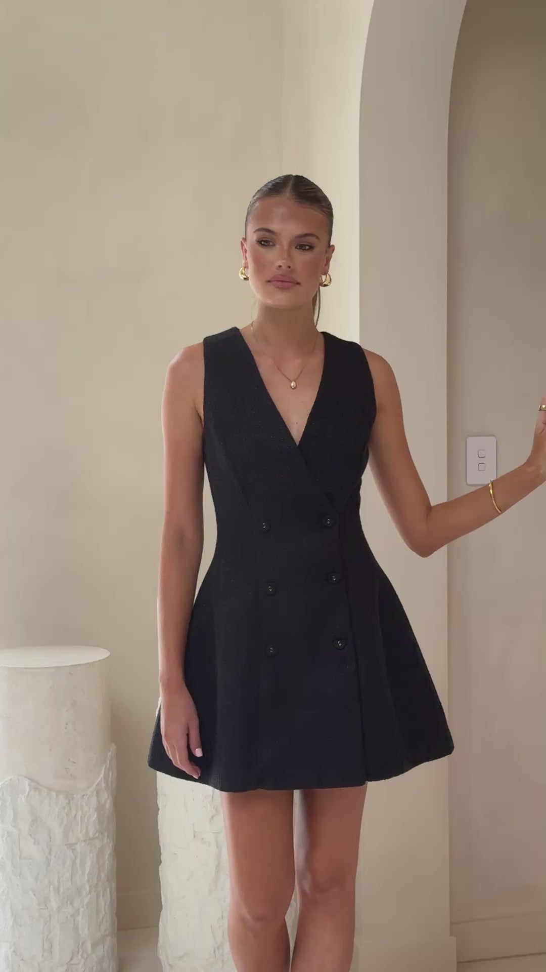 Load video: Becki Mini Dress - Black - Billy J