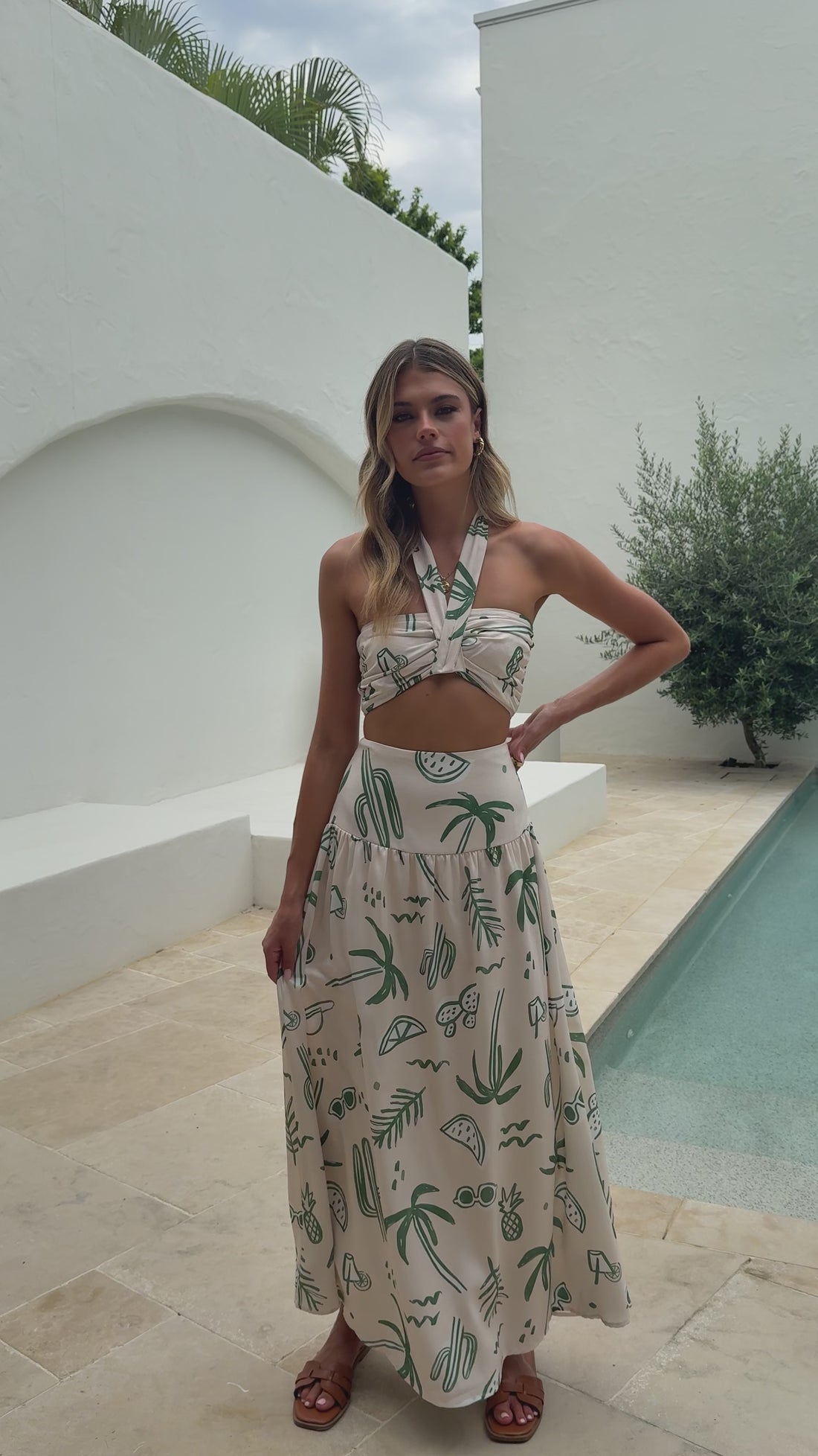Jamaine Maxi Skirt - Green Palm - Billy J