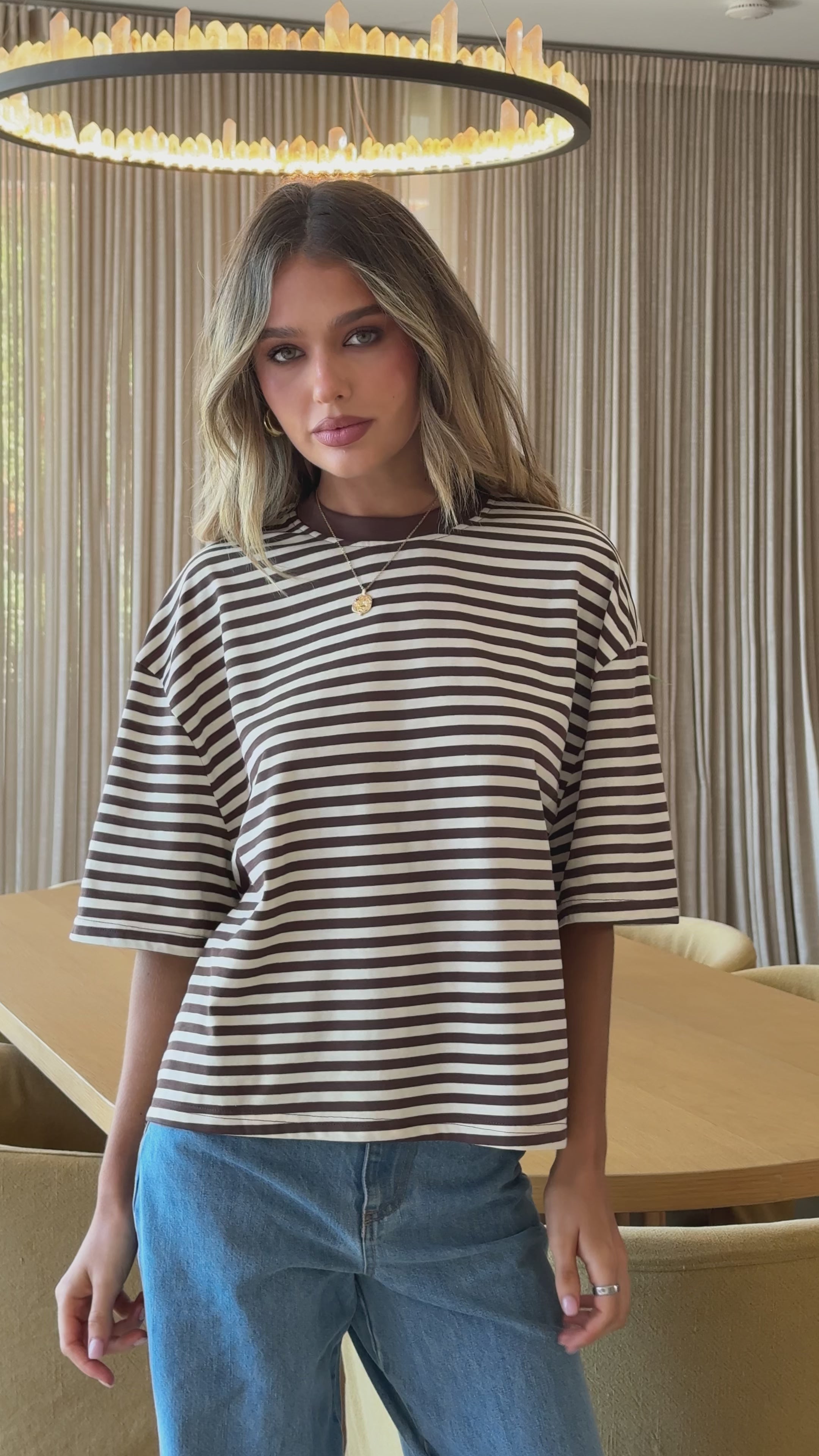 Load video: Paige Tee - Chocolate Stripe - Billy J