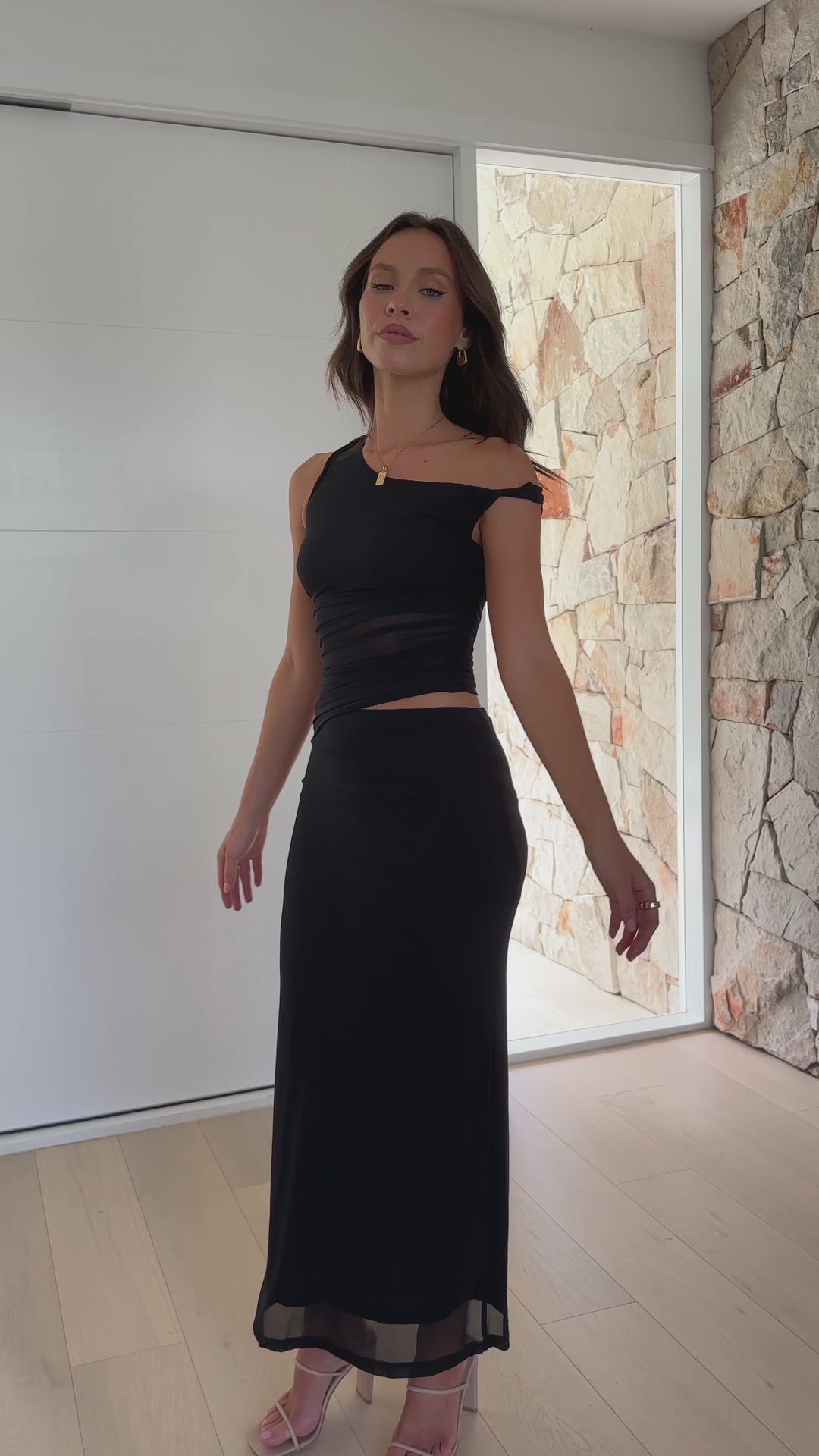Load video: Iantha Maxi Dress - Black - Billy J