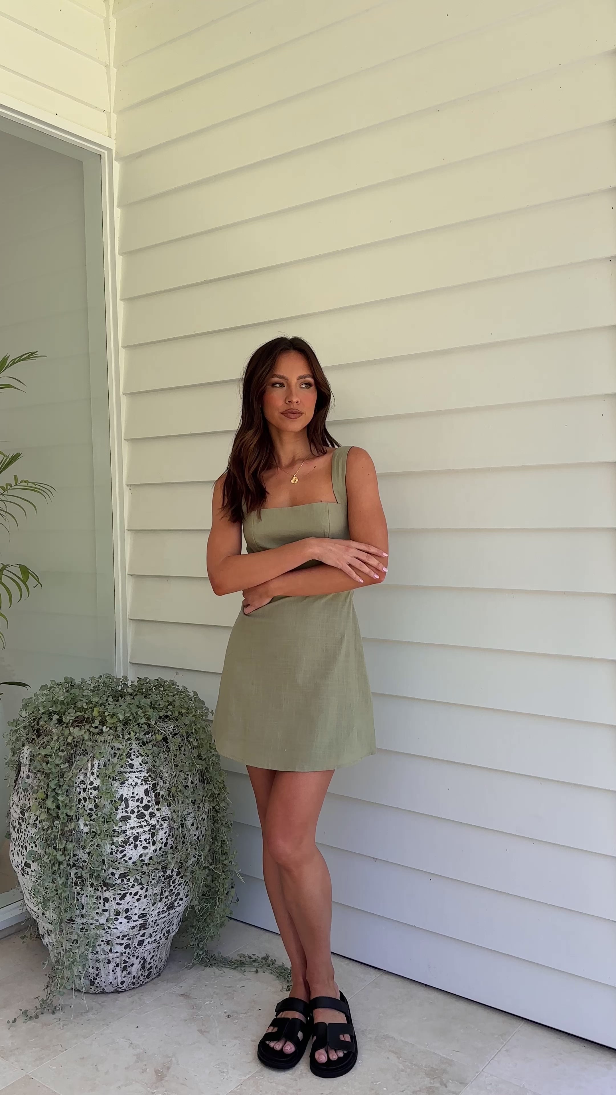 Load video: Nadalia Mini Dress - Sage - Billy J