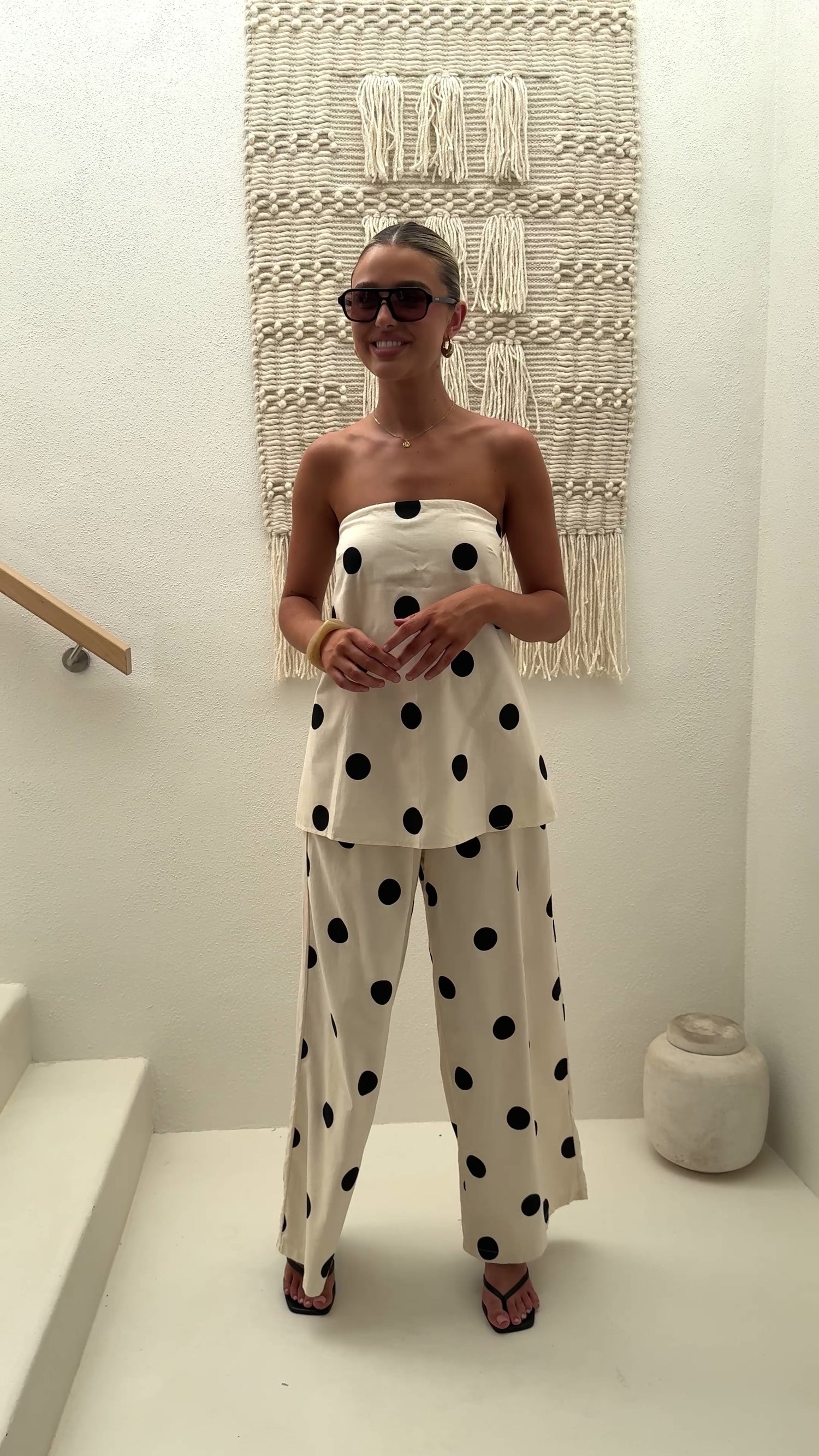 Hazelle Pants - Beige/Black Polka Dot - Billy J