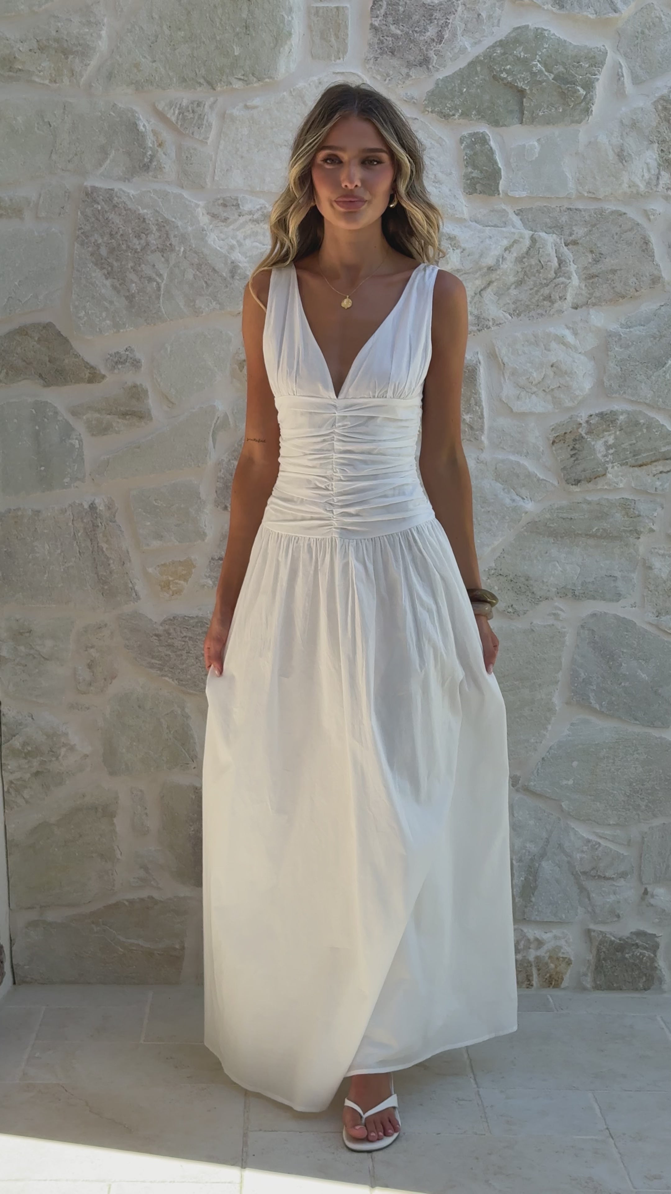 Load video: Sanya Maxi Dress - White - Billy J
