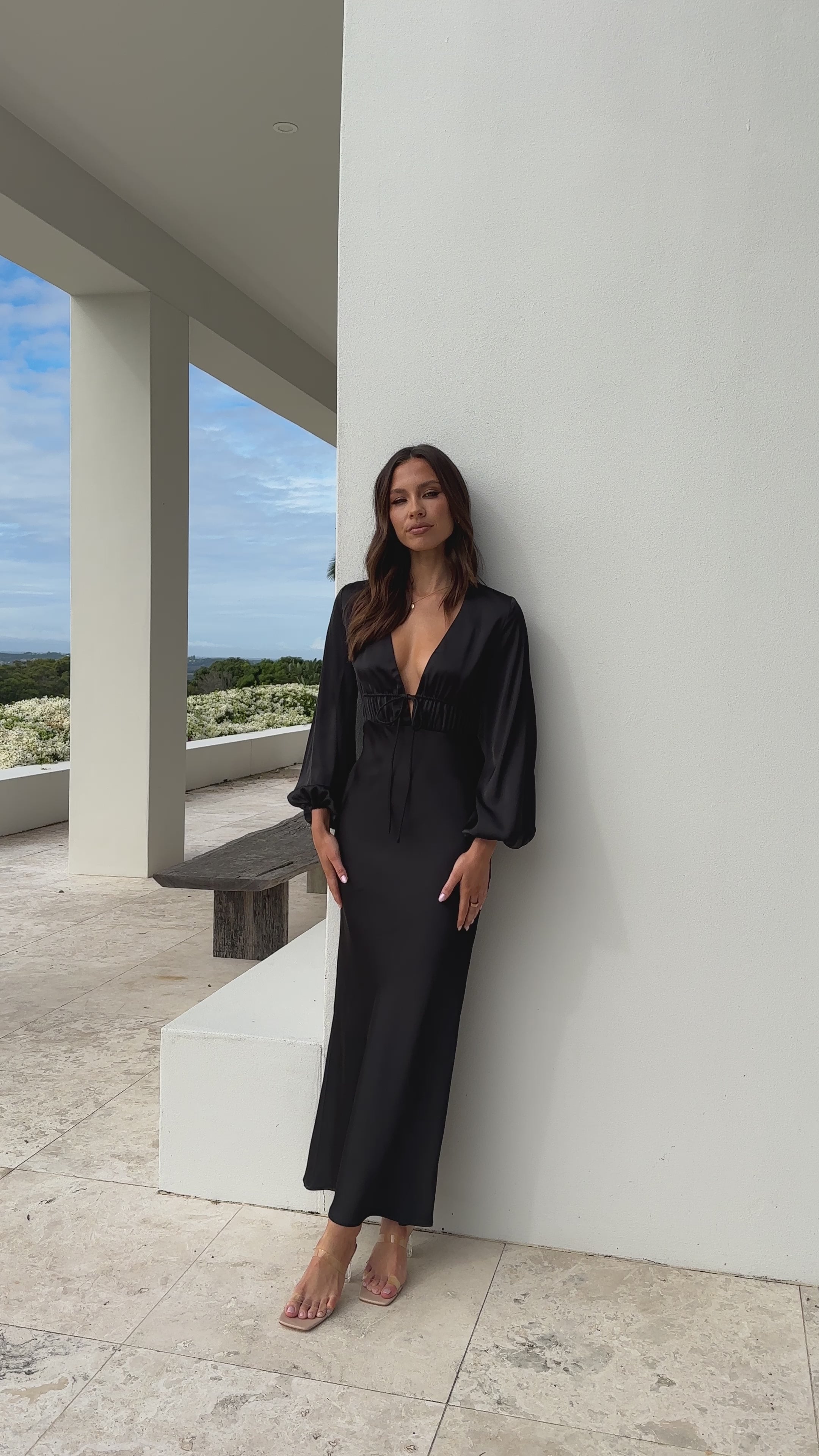 Load video: Amara Maxi Dress - Black - Billy J