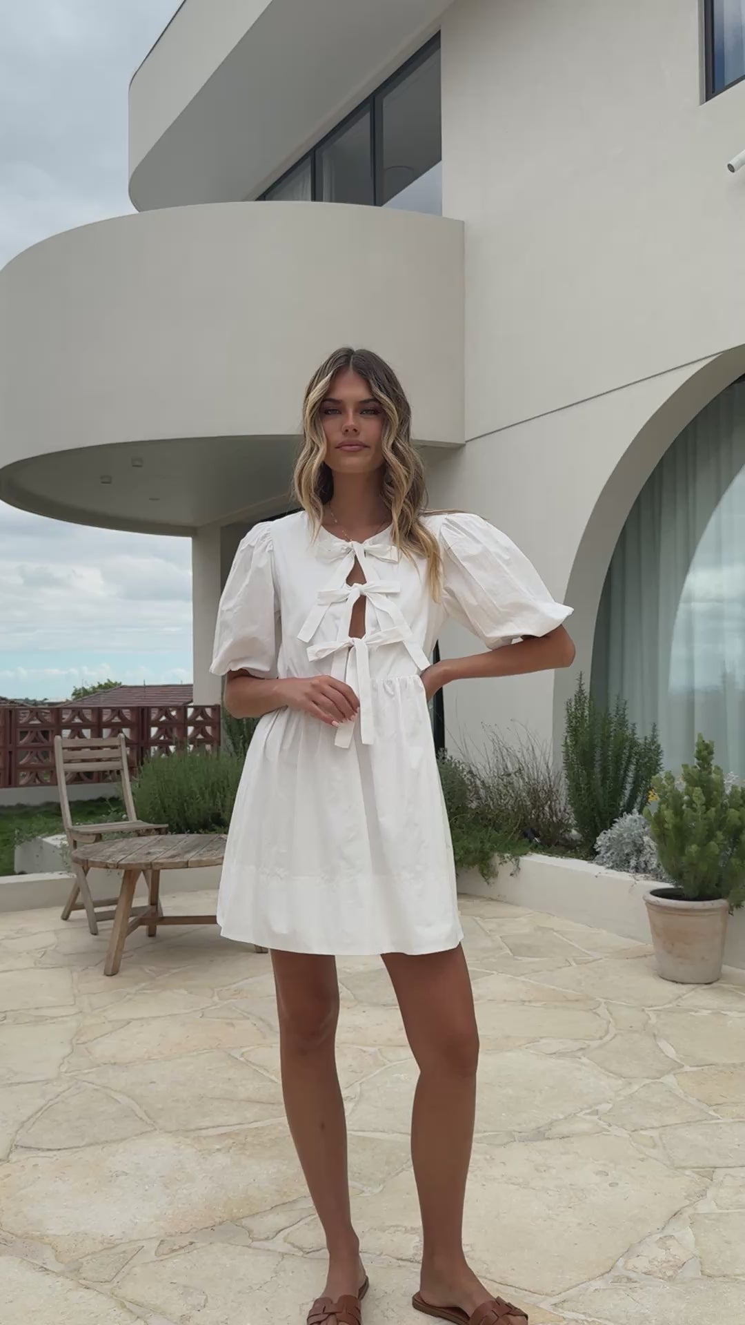 Load video: Arana Mini Dress - White - Billy J