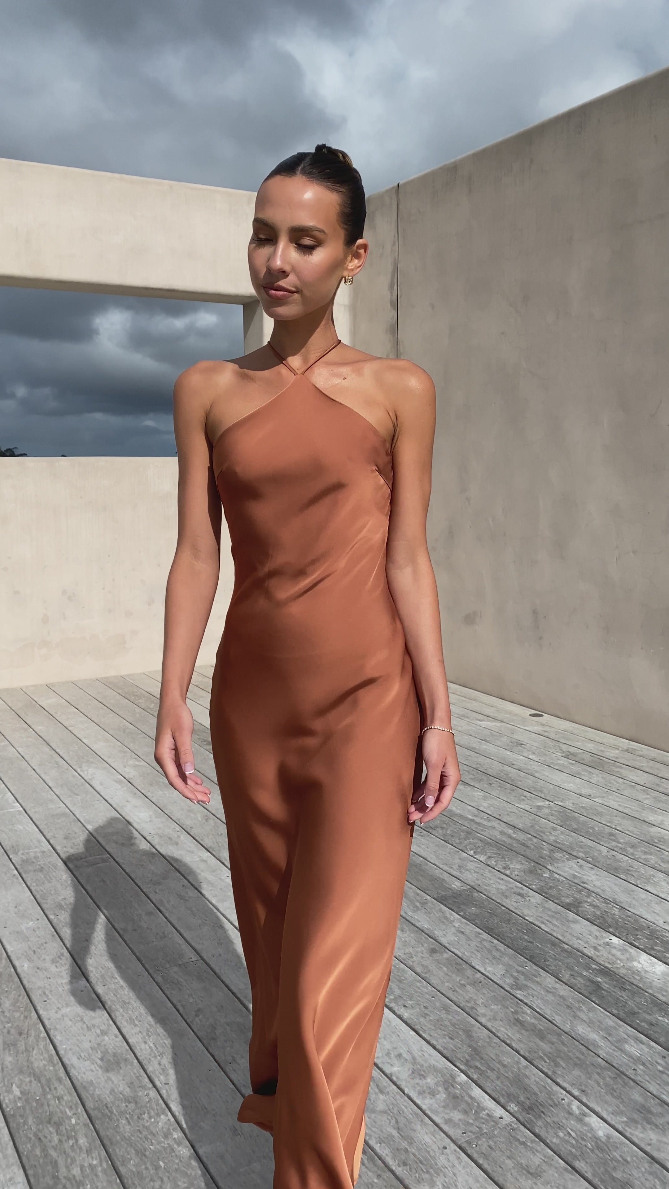 Load video: Chiara Maxi Dress - Copper - Billy J
