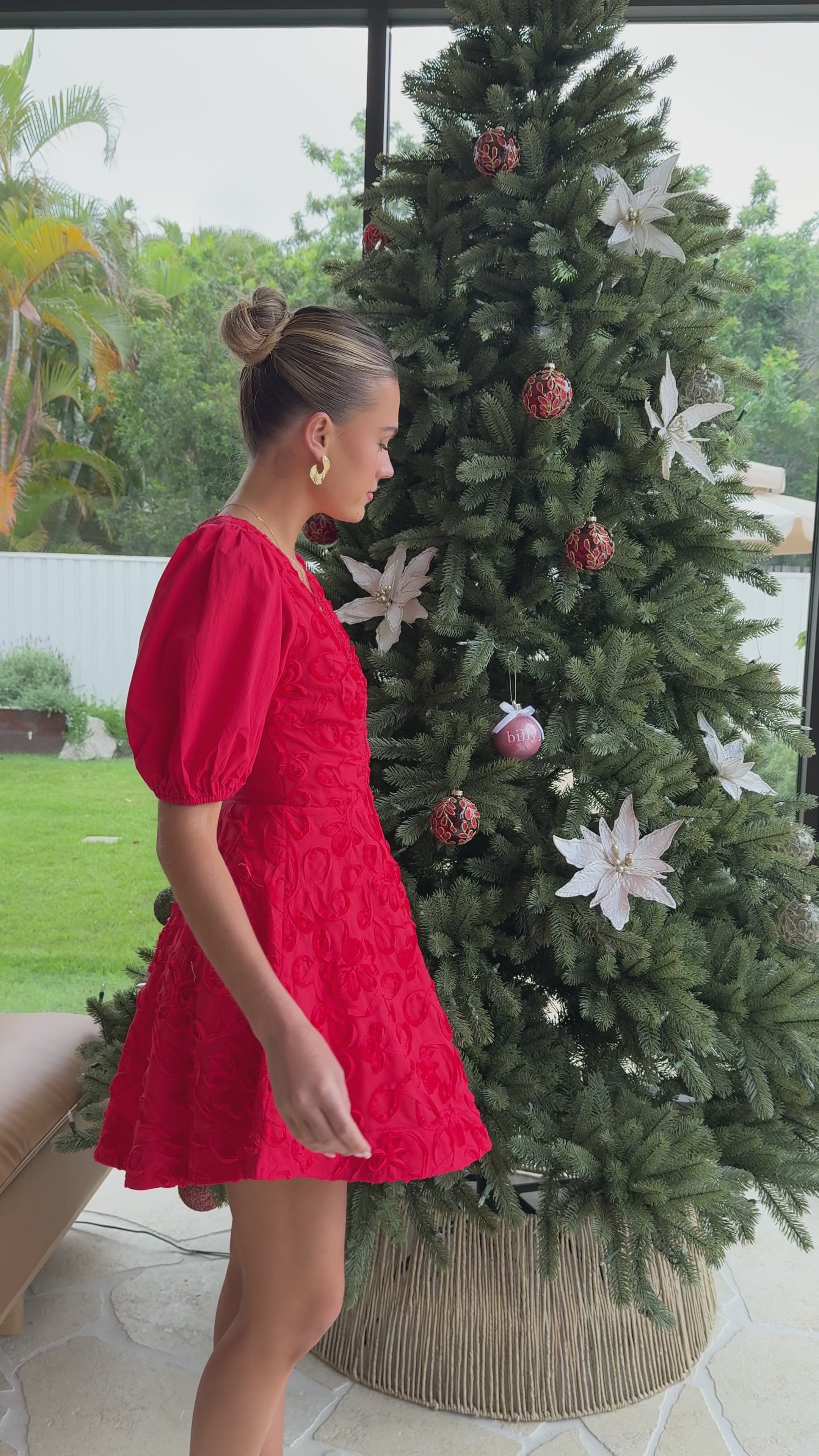 Load video: Calanthe Mini Dress - Red - Billy J