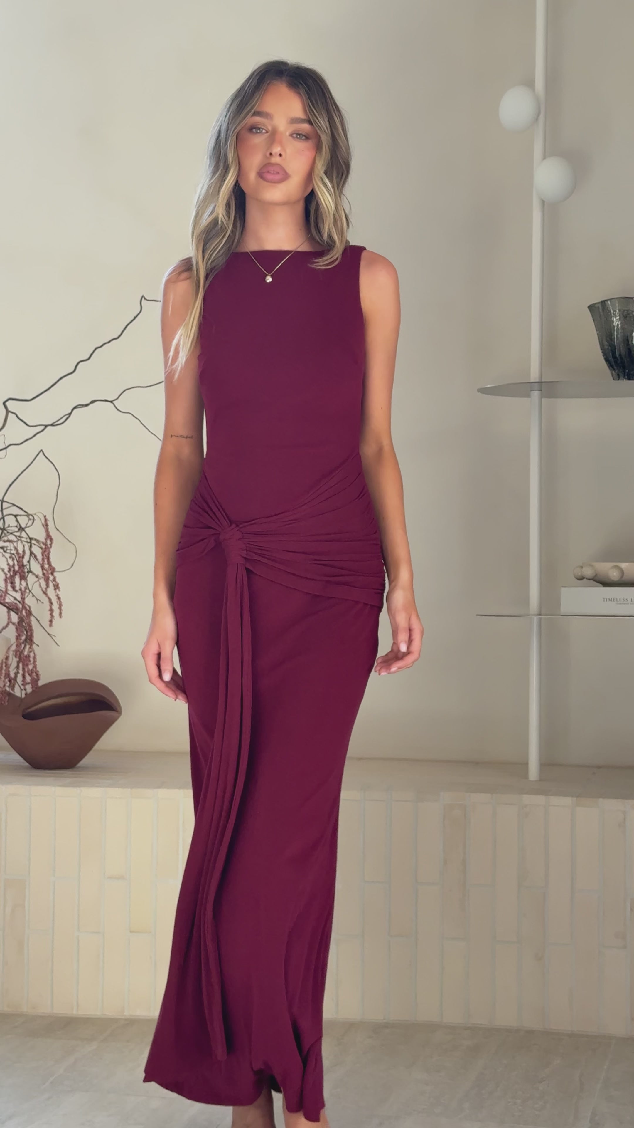 Load video: Kalaia Maxi Dress - Wine - Billy J