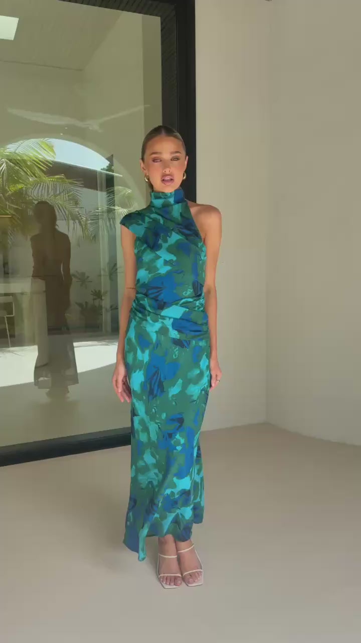 Via Maxi Dress - Blue/Green Print - Billy J