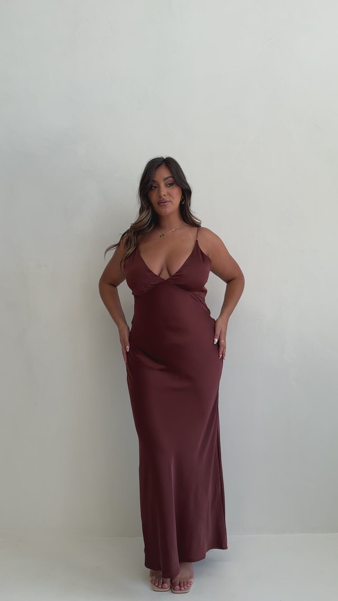 Load video: Ziah Maxi Dress - Brown - Billy J