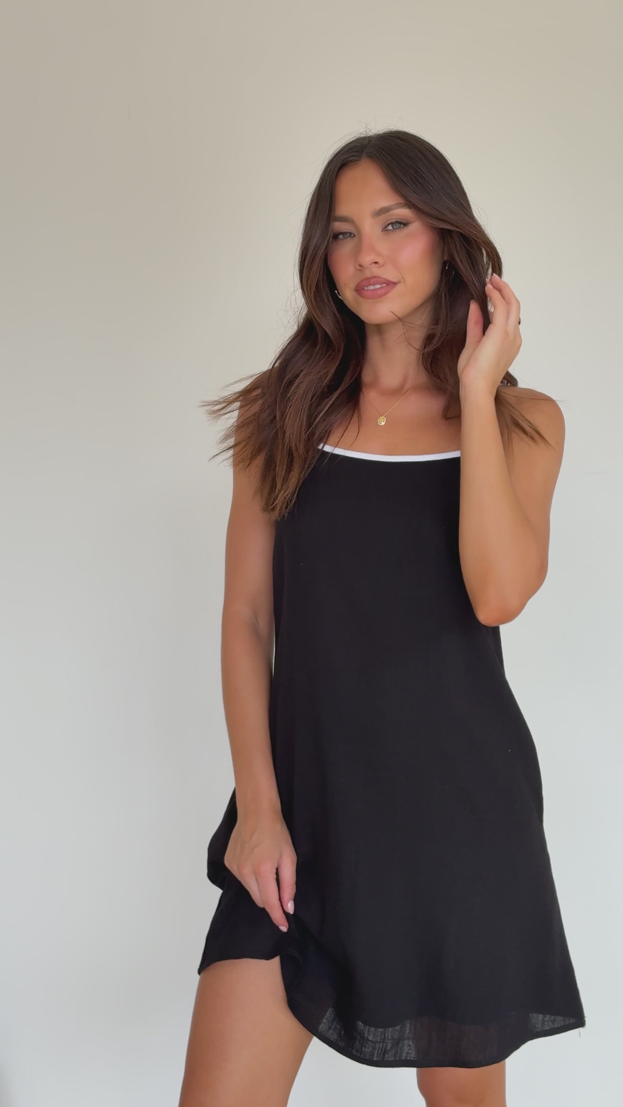 Load video: Libra Mini Dress - Black/White - Billy J