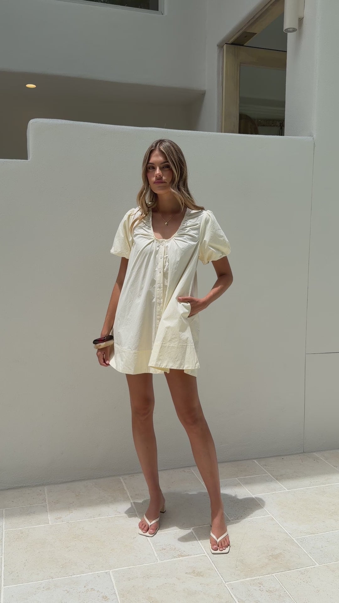 Load video: Keeva Mini Dress - Butter - Billy J