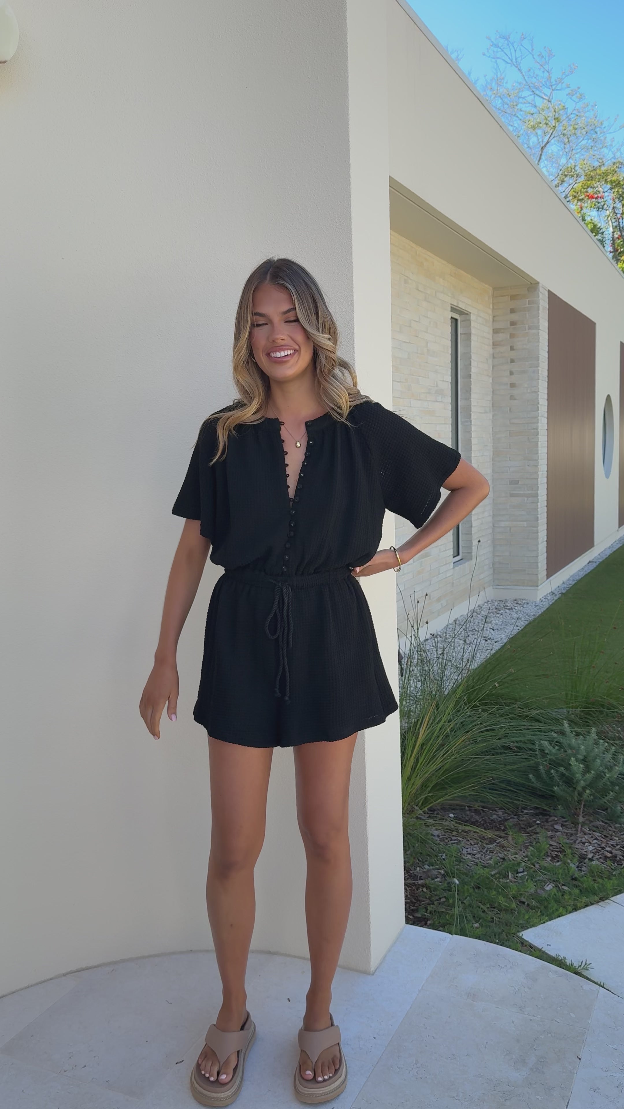 Load video: Loula Playsuit - Black - Billy J