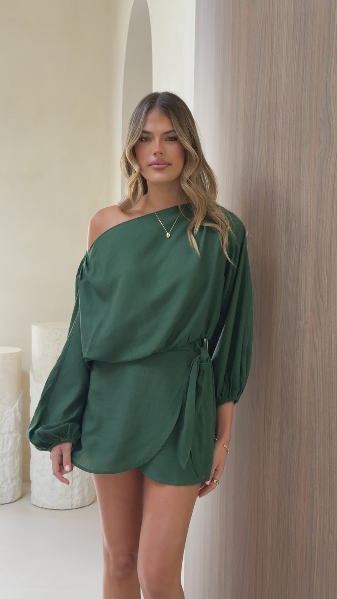 Katara Off Shoulder Top - Emerald Green - Billy J
