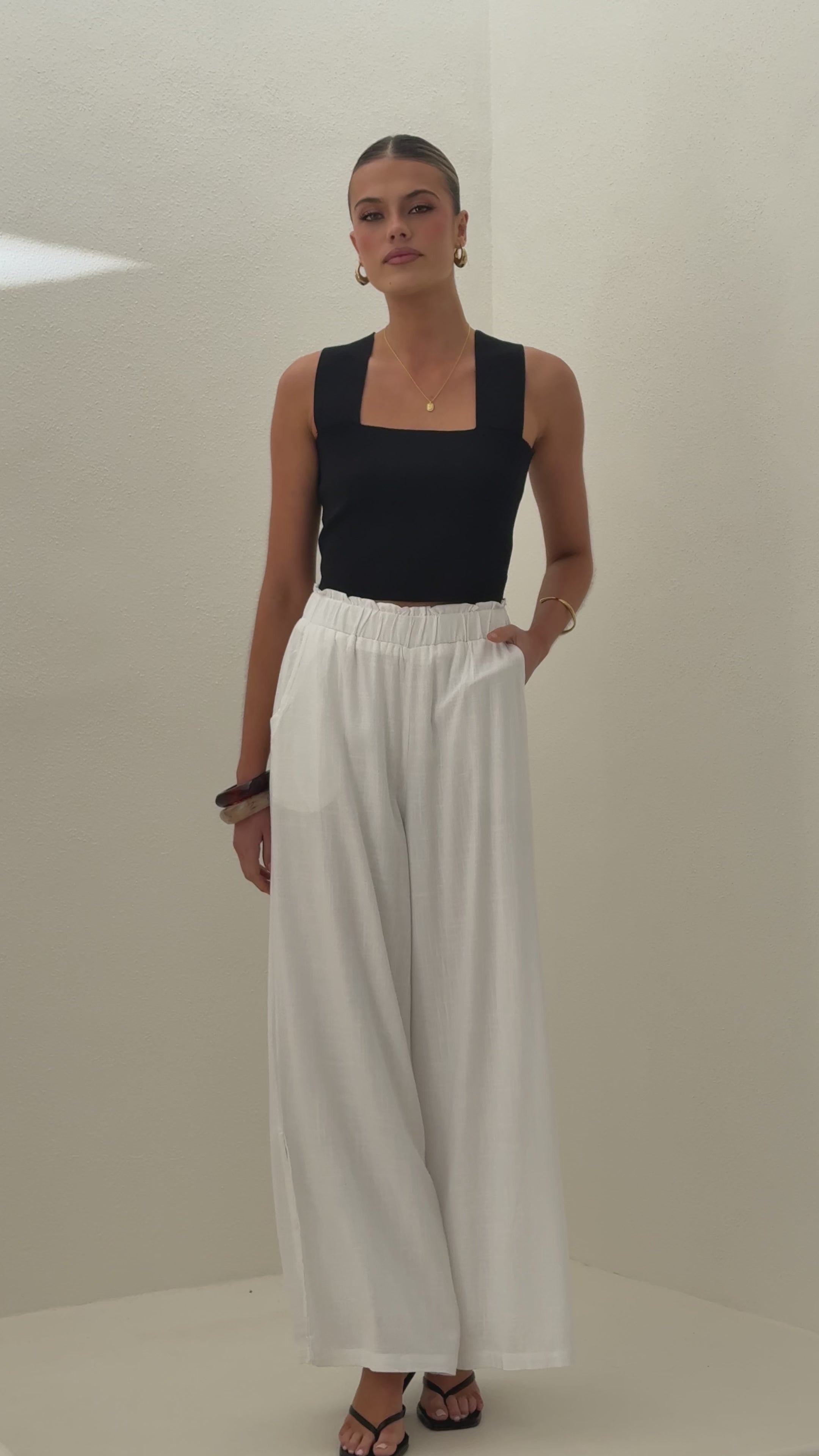 Load video: Janelle Pants - White - Billy J