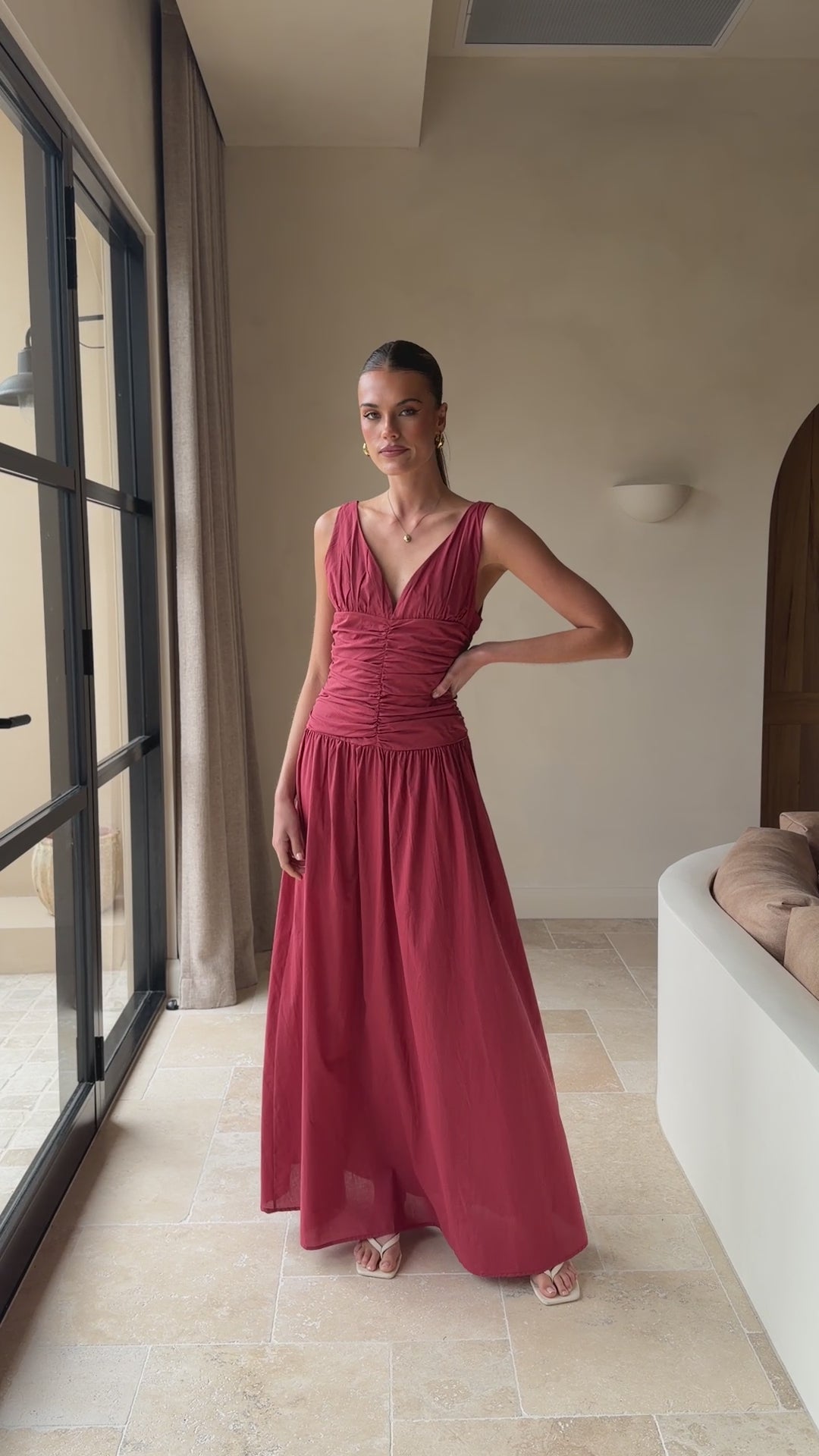 Sanya Maxi Dress - Burgundy - Billy J