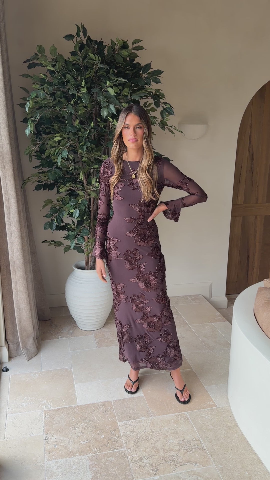 Lottie Maxi Dress - Chocolate - Billy J