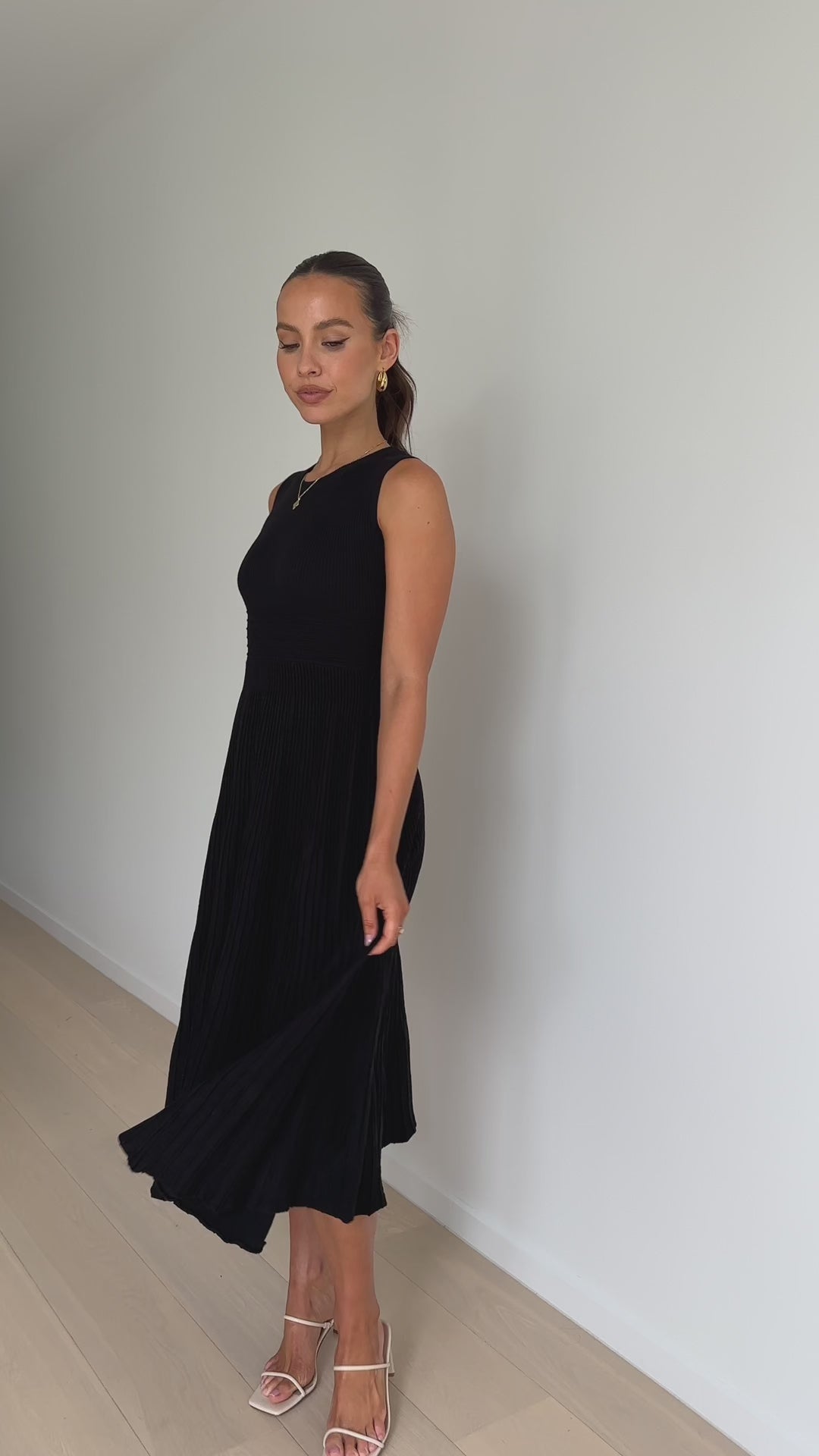 Load video: Kaida Midi Dress - Black - Billy J