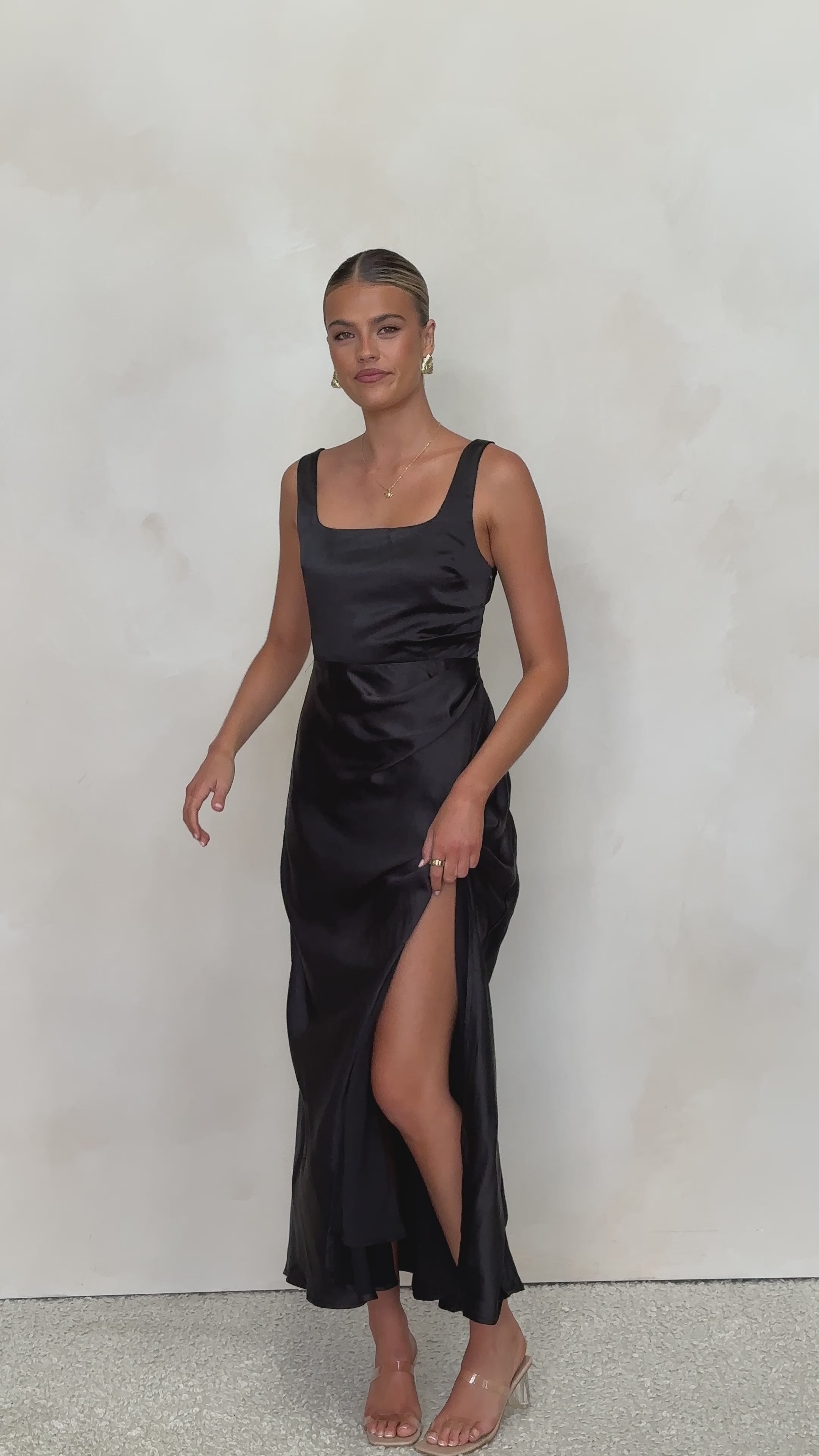 Load video: Alaria Maxi Dress - Black - Billy J