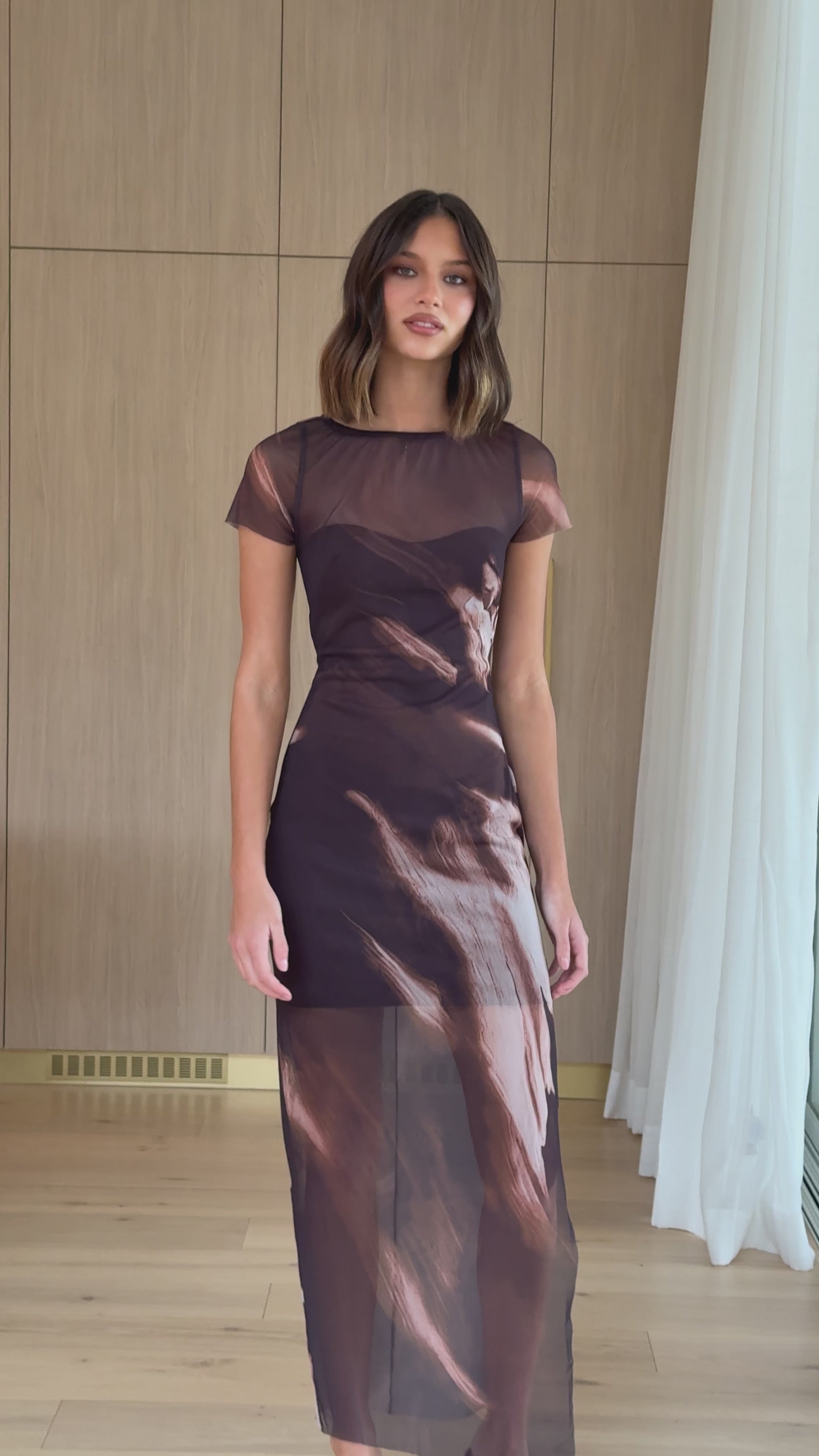 Pia Sheer Maxi Dress - Cocoa Ochre - Billy J