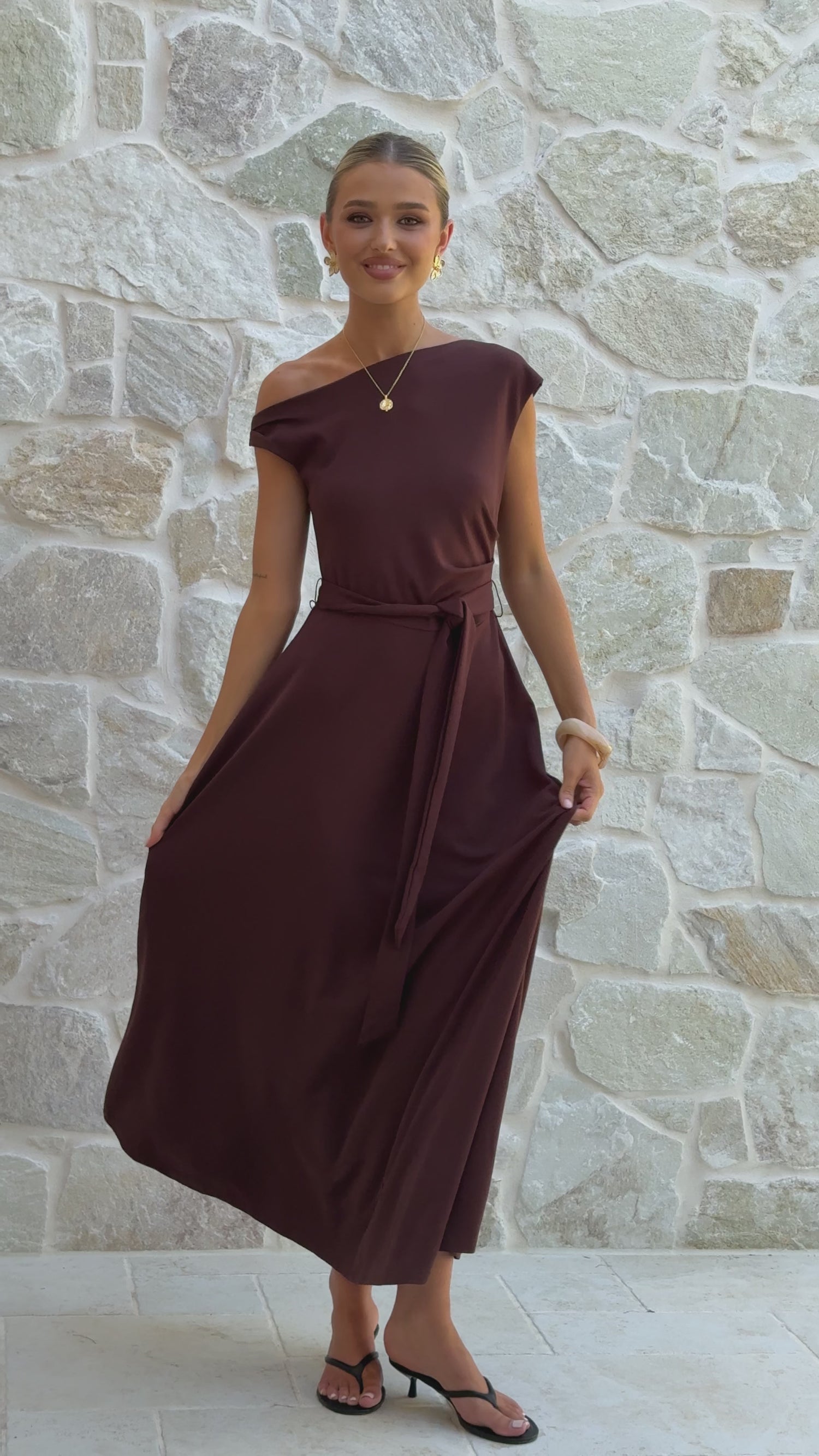 Gemma Maxi Dress - Chocolate - Billy J